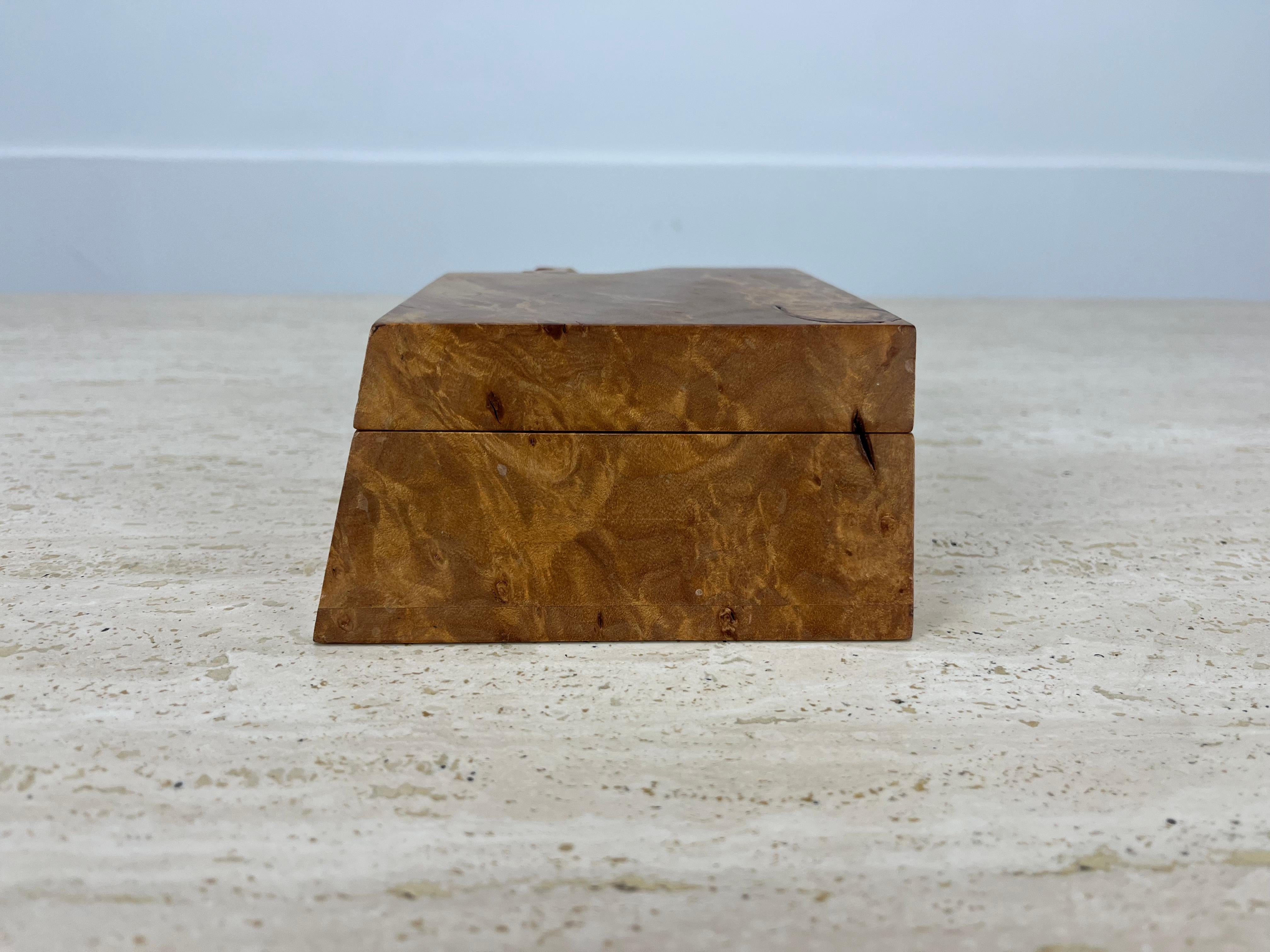 Wood Michael Elkan Burl Maple wood jewelry box, signed For Sale