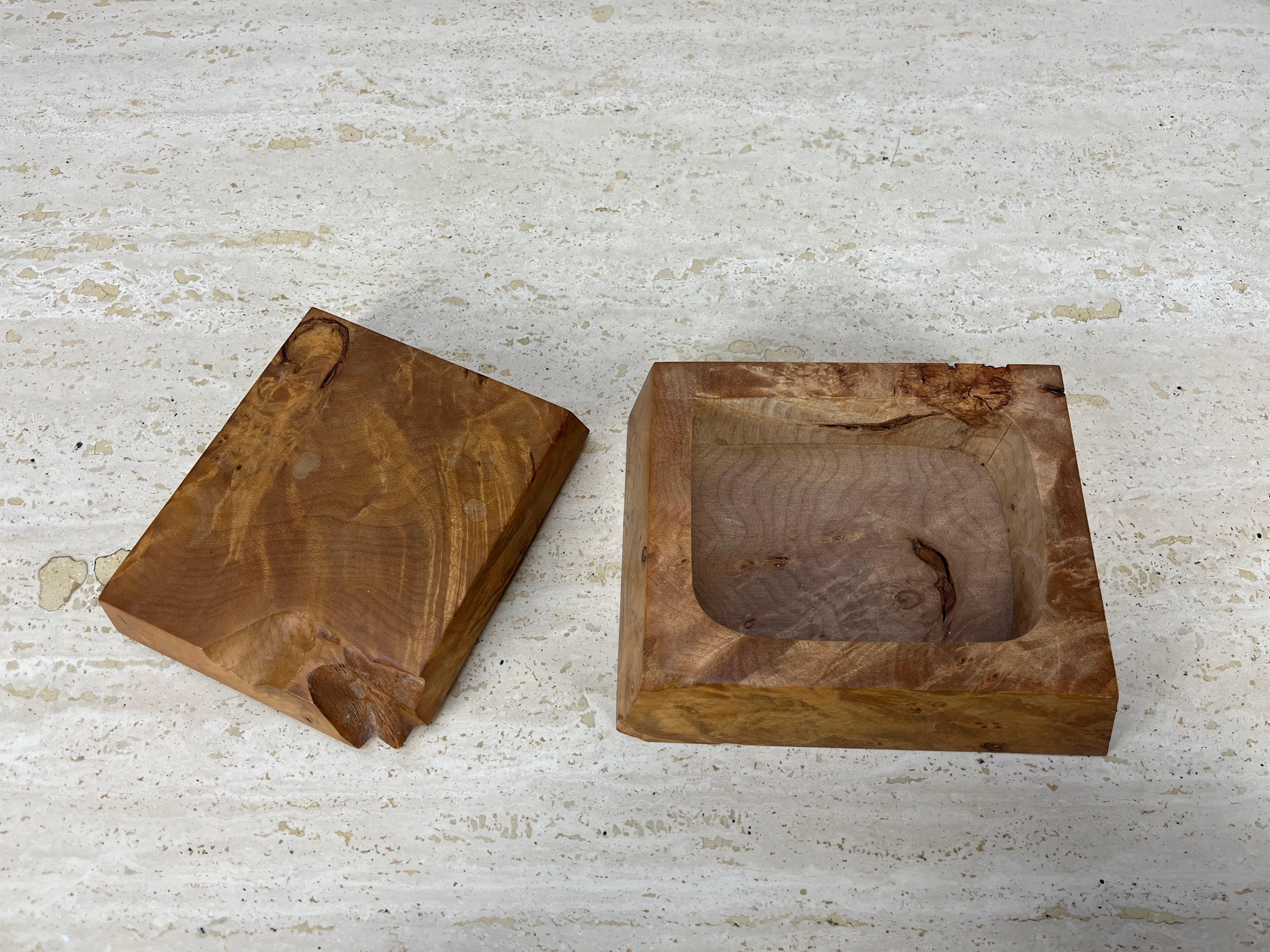 Michael Elkan Burl Maple wood jewelry box, signed For Sale 1