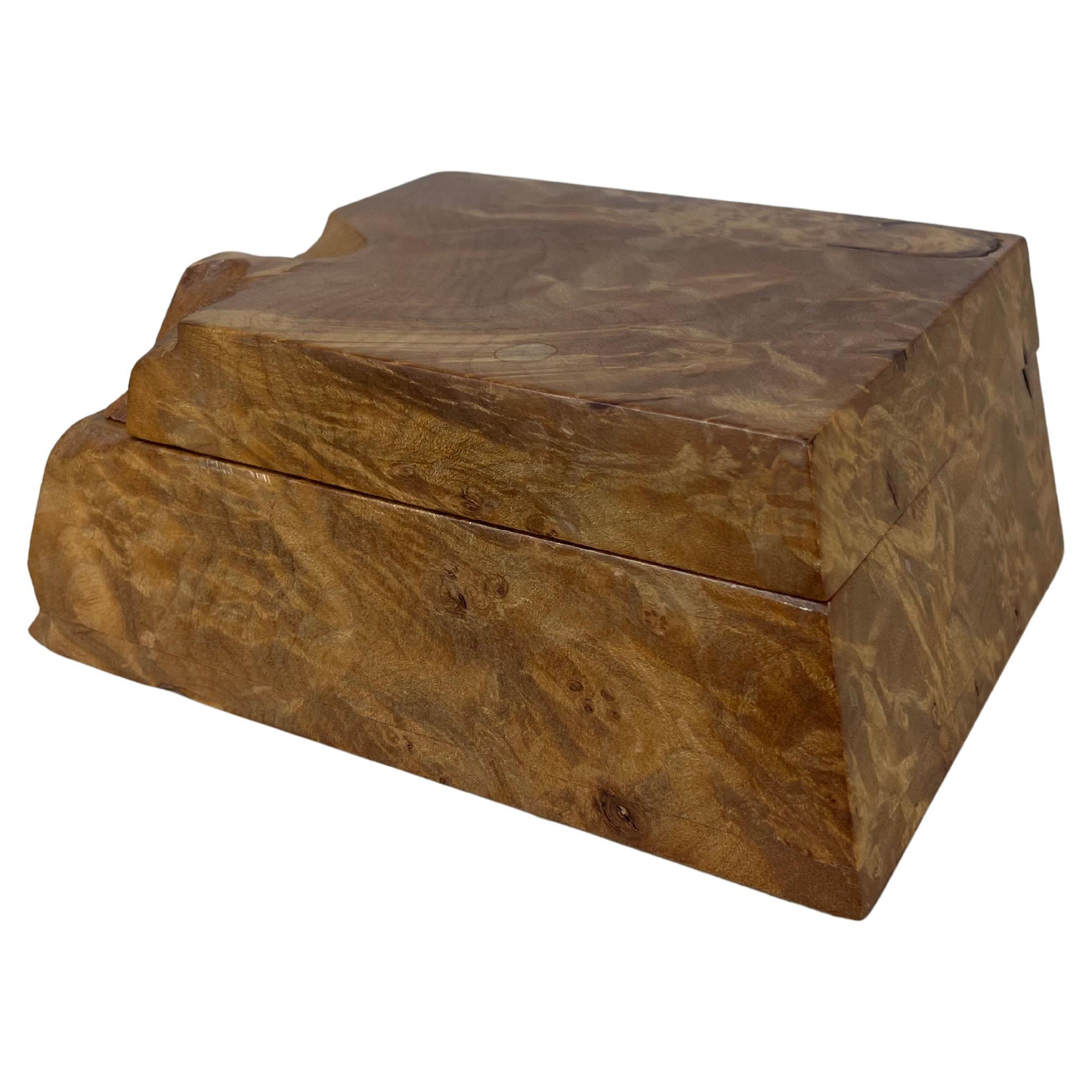 Michael Elkan Burl Maple wood jewelry box, signed