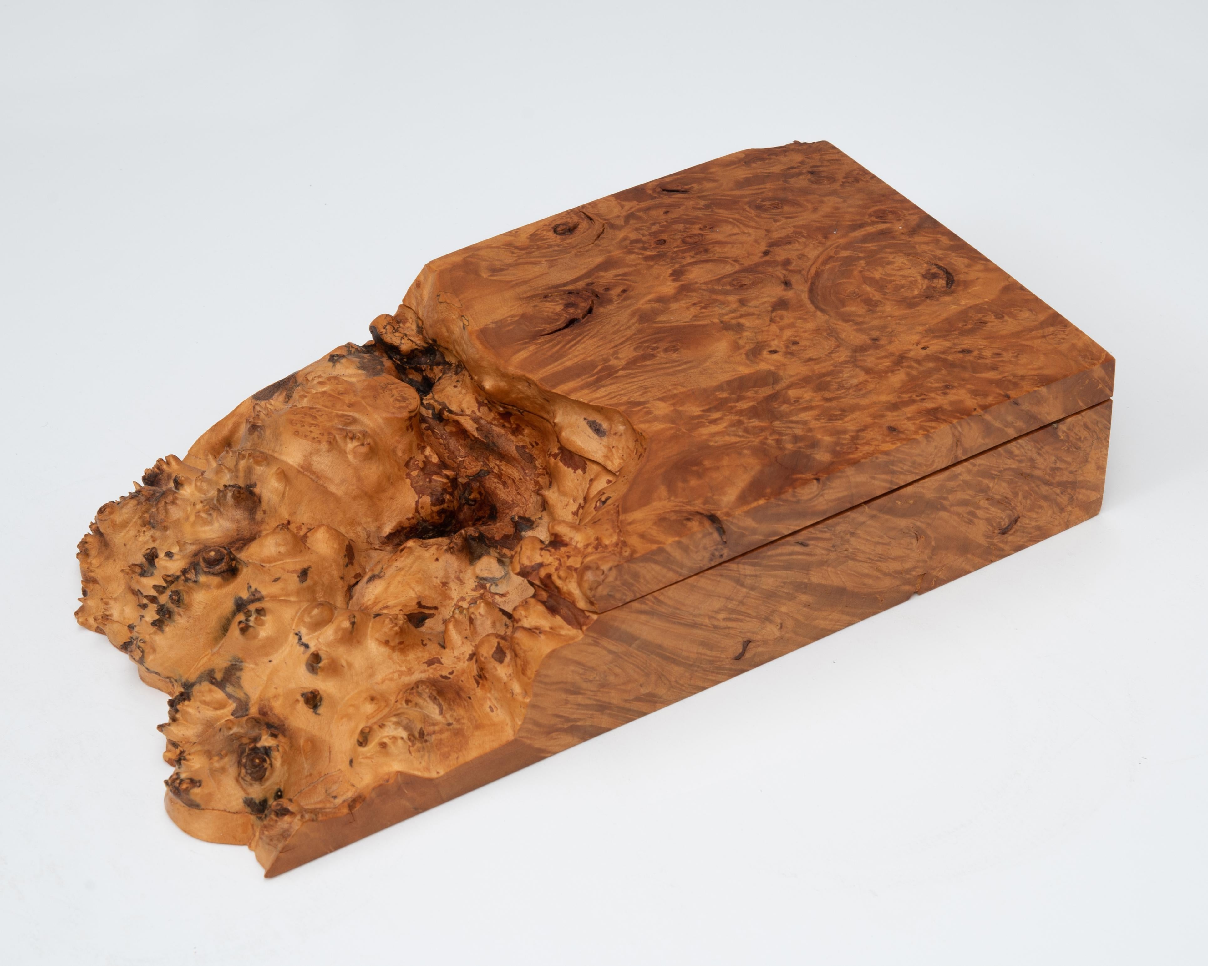 American Michael Elkan Burl Spalted Birdseye Maple Free Live Edge Craft Box 1983 For Sale