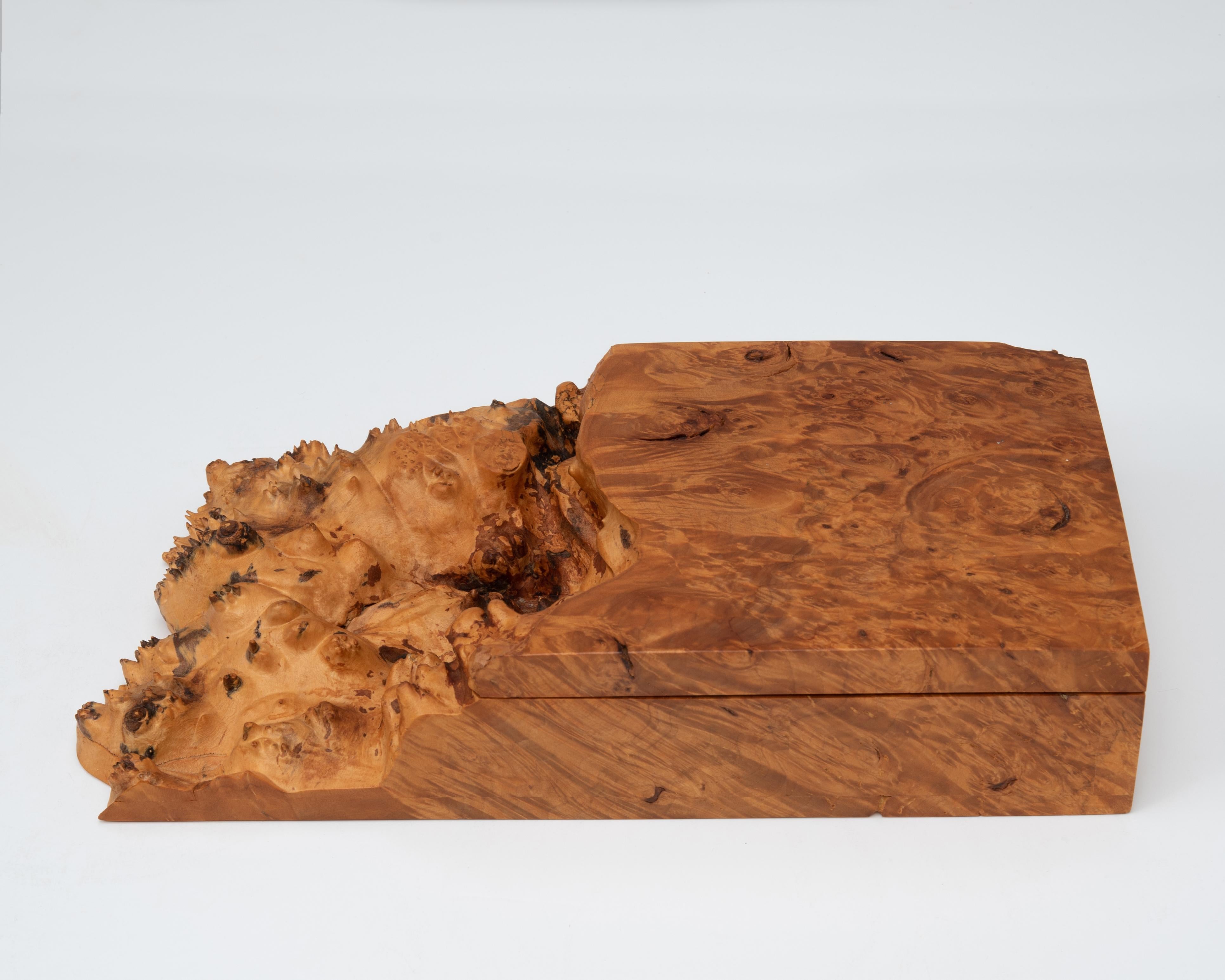 Michael Elkan Burl Spalted Birdseye Maple Free Live Edge Craft Box 1983 In Good Condition For Sale In Forest Grove, PA