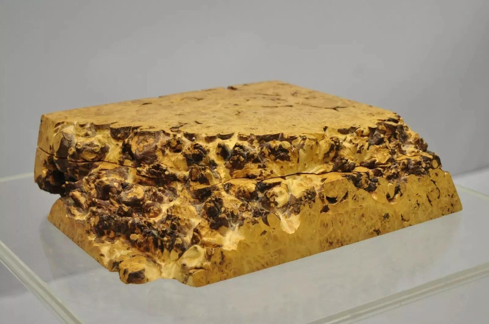 Michael Elkan Large Burl Wood Studio Crafted Jewelry Trinket Desk Storage Box (20. Jahrhundert) im Angebot