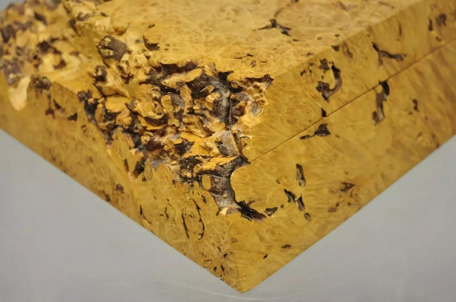 Michael Elkan Large Burl Wood Studio Crafted Jewelry Trinket Desk Storage Box im Angebot 1