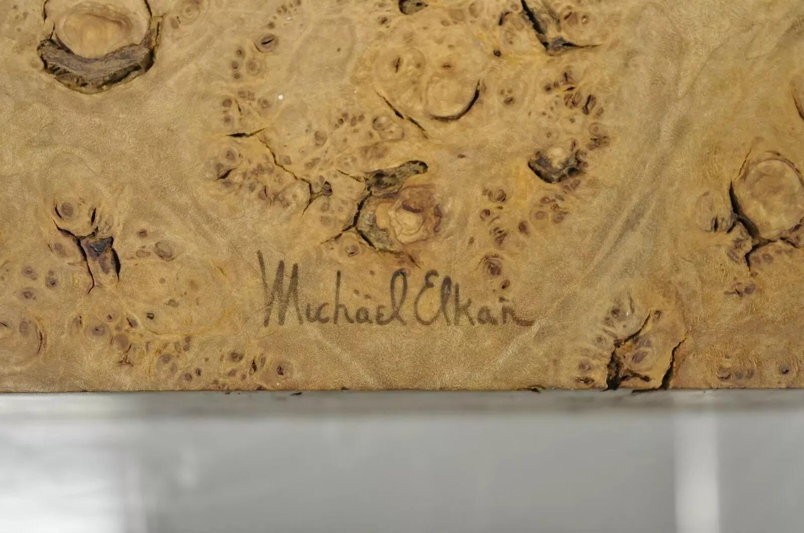 Michael Elkan Large Burl Wood Studio Crafted Jewelry Trinket Desk Storage Box im Angebot 2