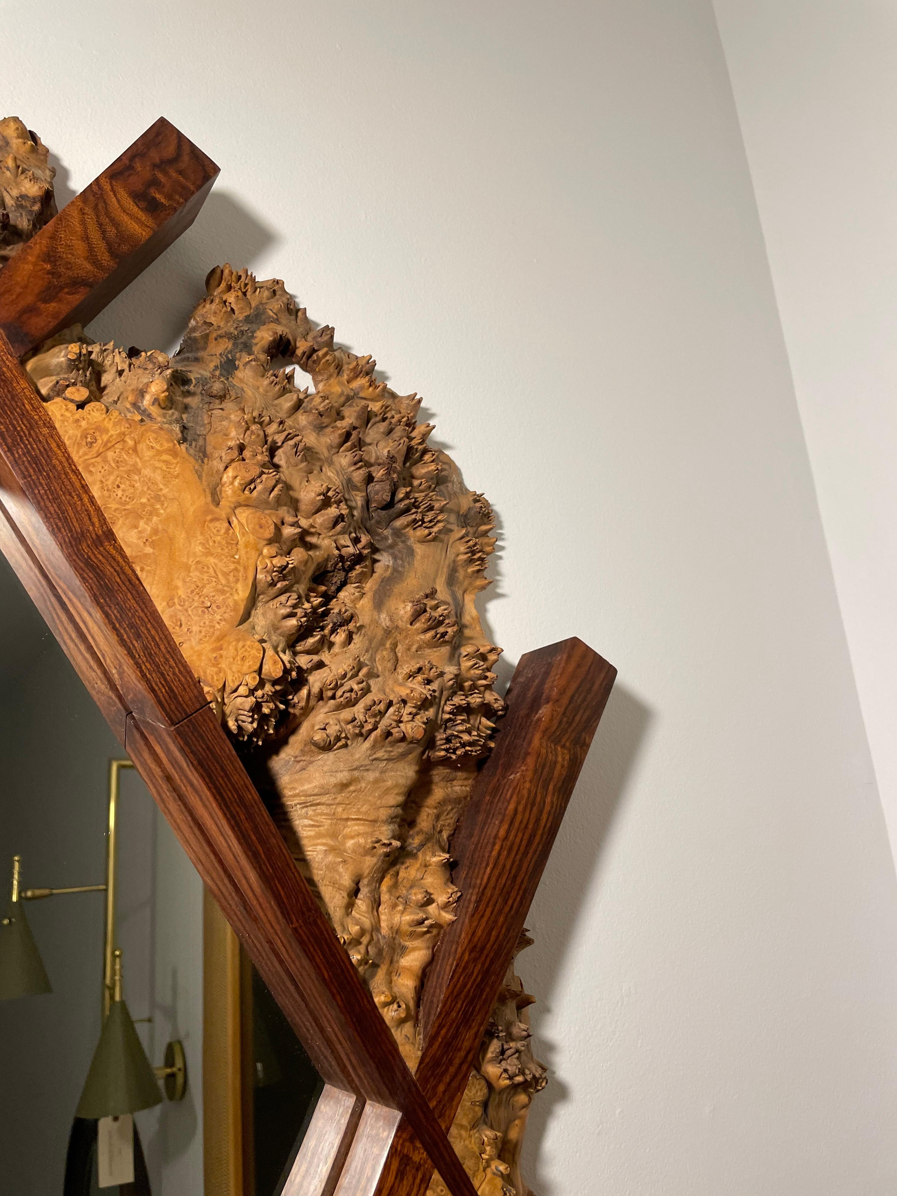 Michael Elkan Maple Burl & Walnut Mirror In Good Condition In East Hampton, NY