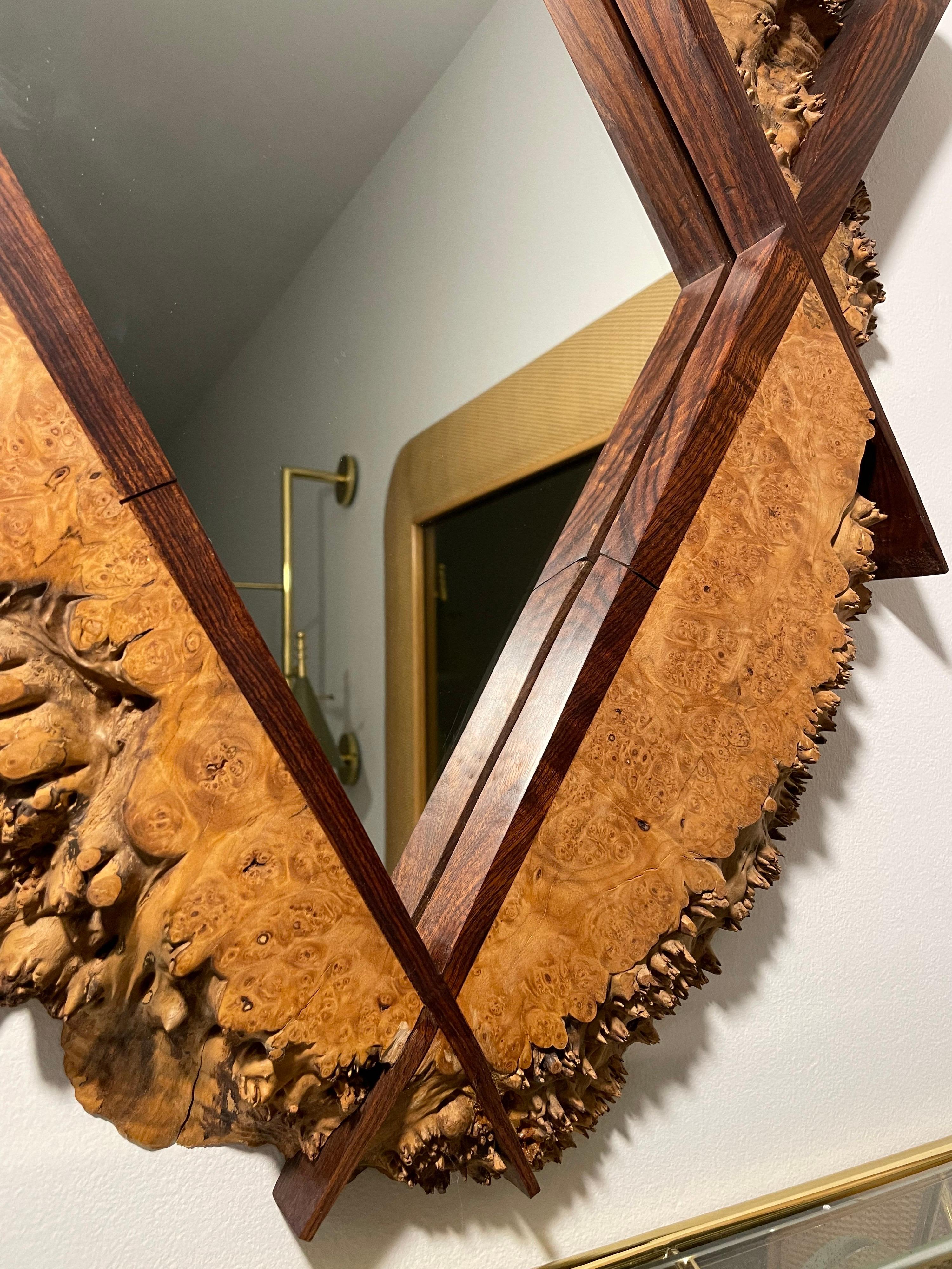 Michael Elkan Maple Burl & Walnut Mirror 1