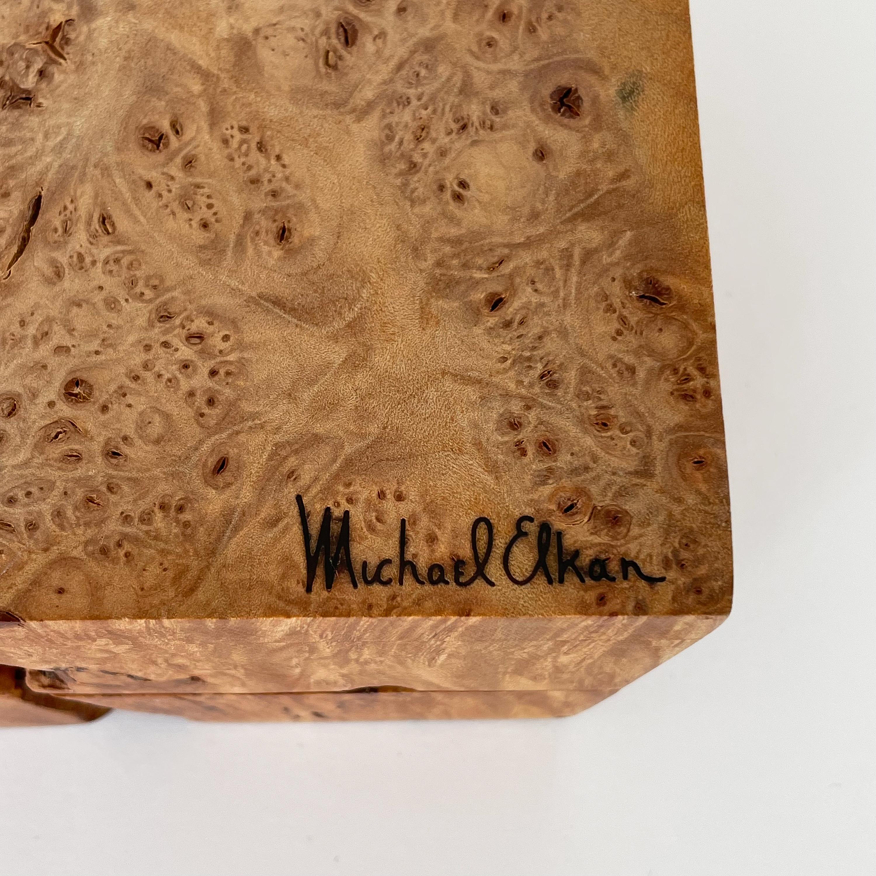 Michael Elkan Studio Craft Carved Burl Wood Box 5
