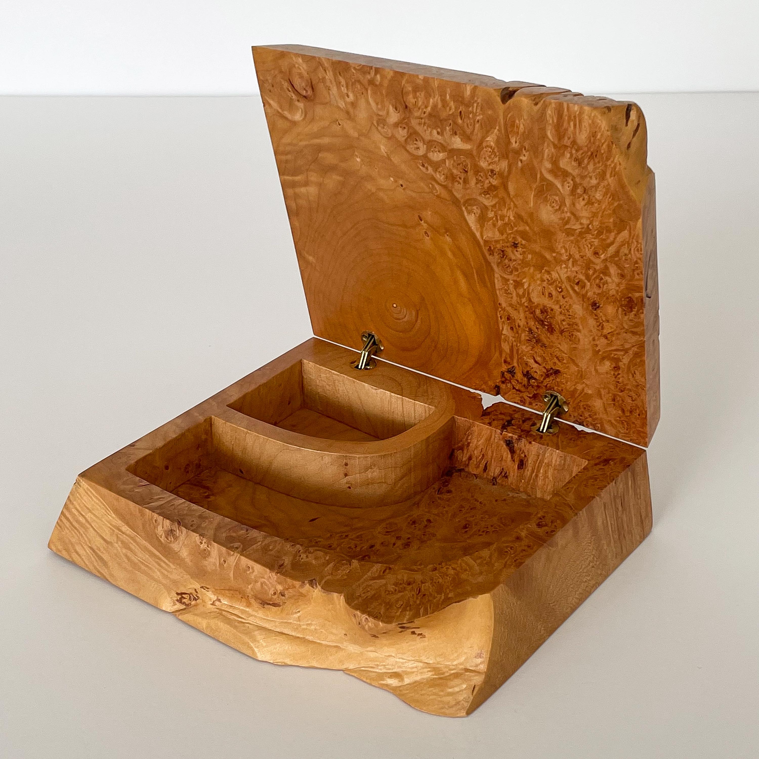 American Michael Elkan Studio Craft Carved Burl Wood Box