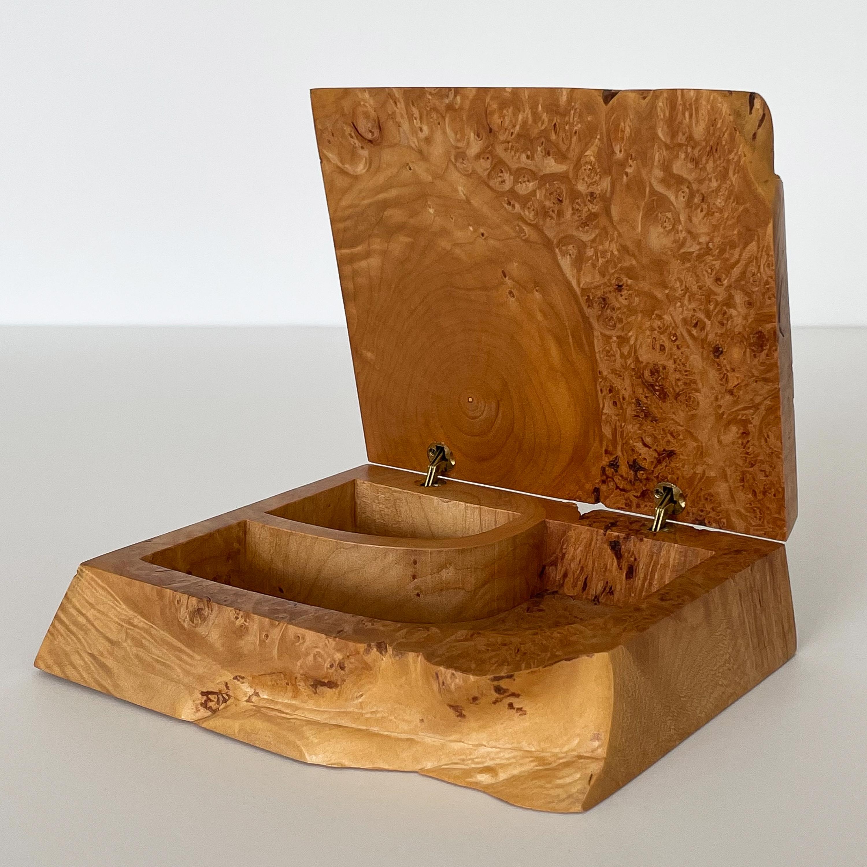 Hand-Carved Michael Elkan Studio Craft Carved Burl Wood Box