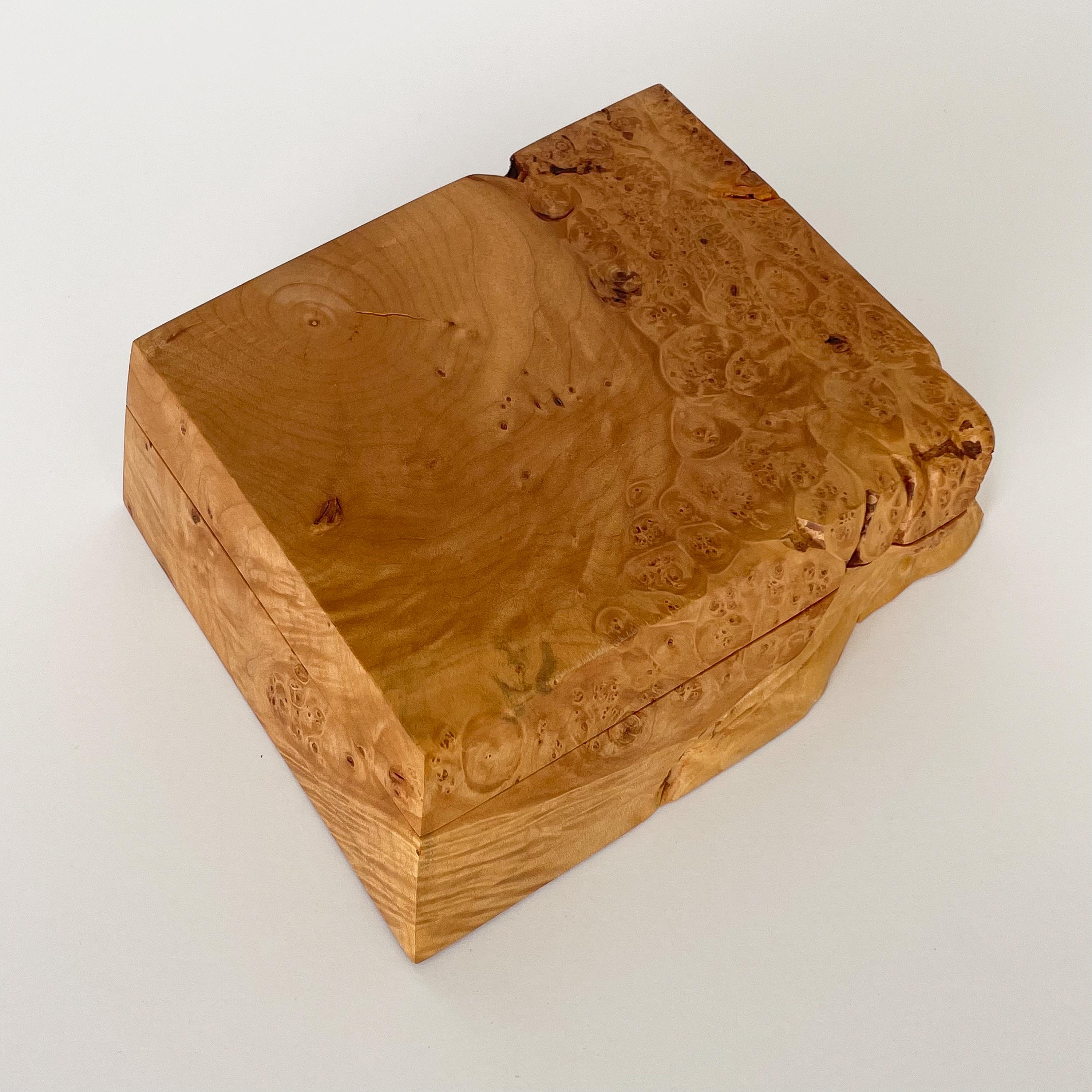 Late 20th Century Michael Elkan Studio Craft Carved Burl Wood Box