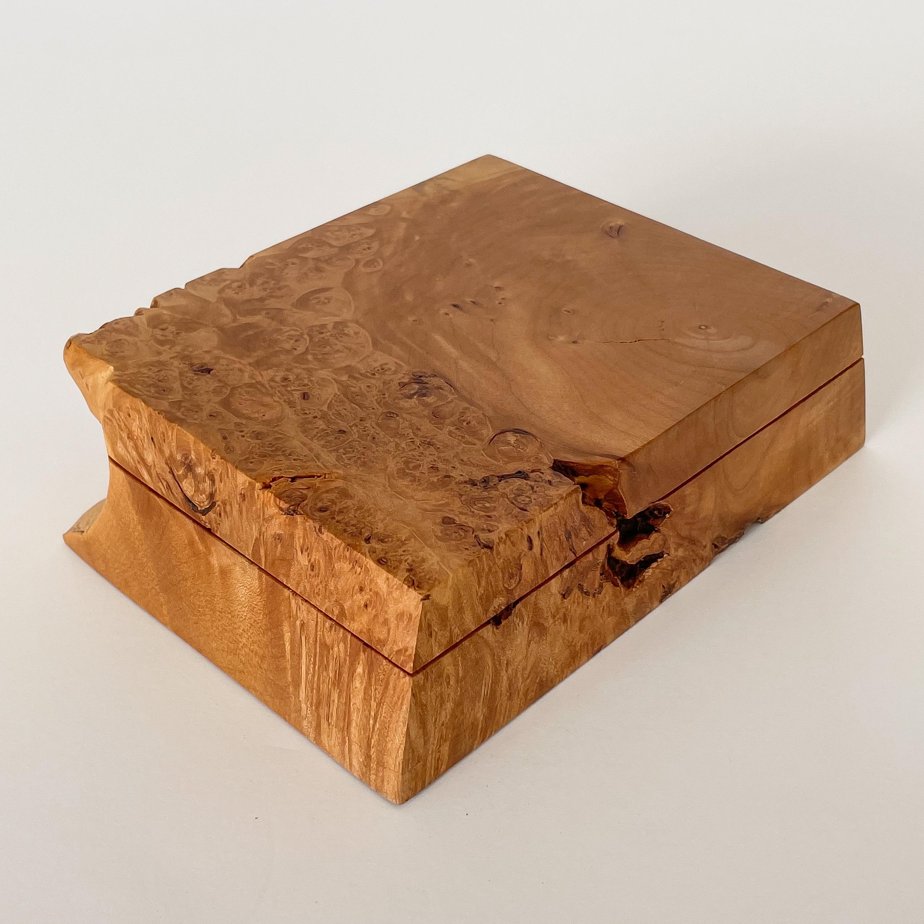 Michael Elkan Studio Craft Carved Burl Wood Box 1