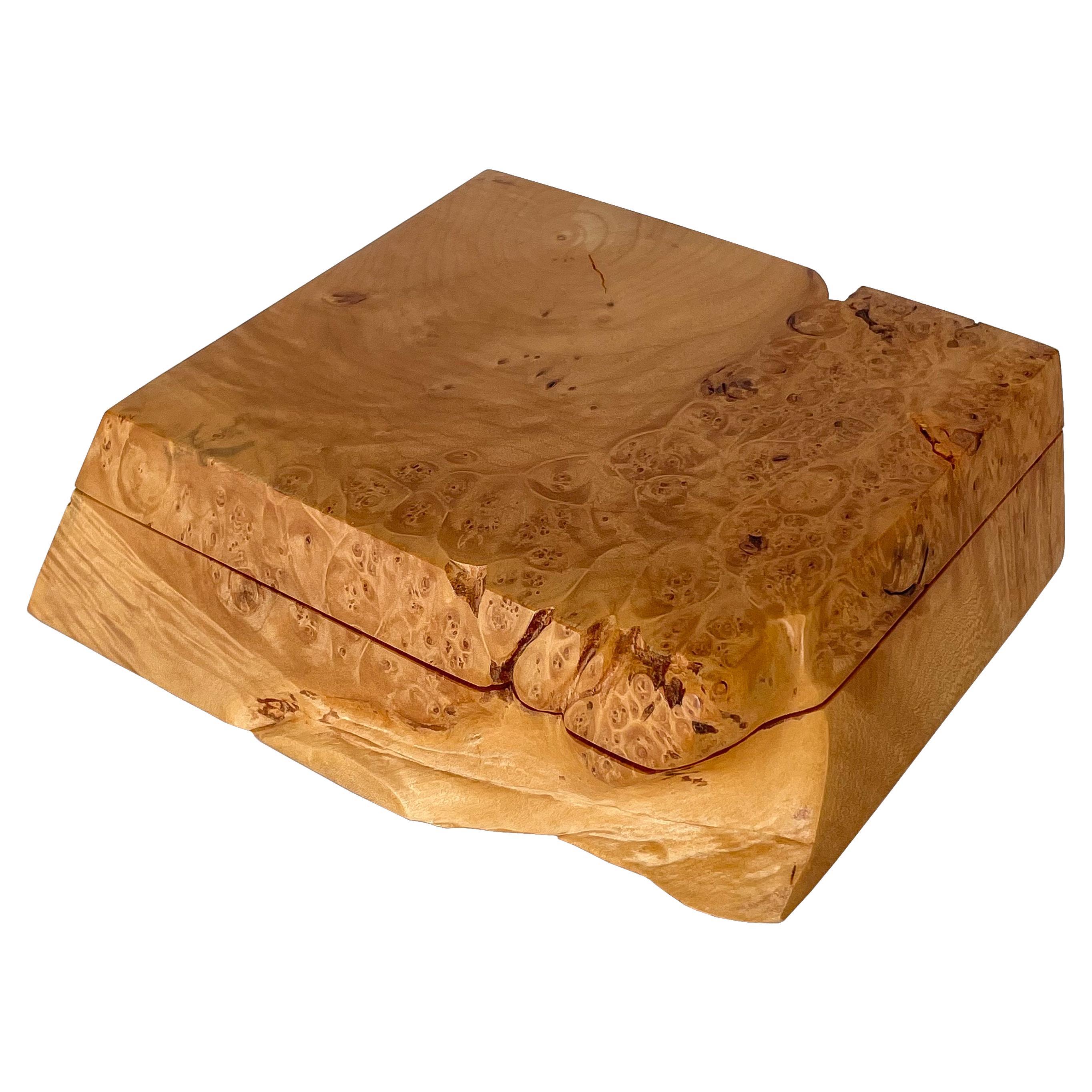 Michael Elkan Studio Craft Carved Burl Wood Box