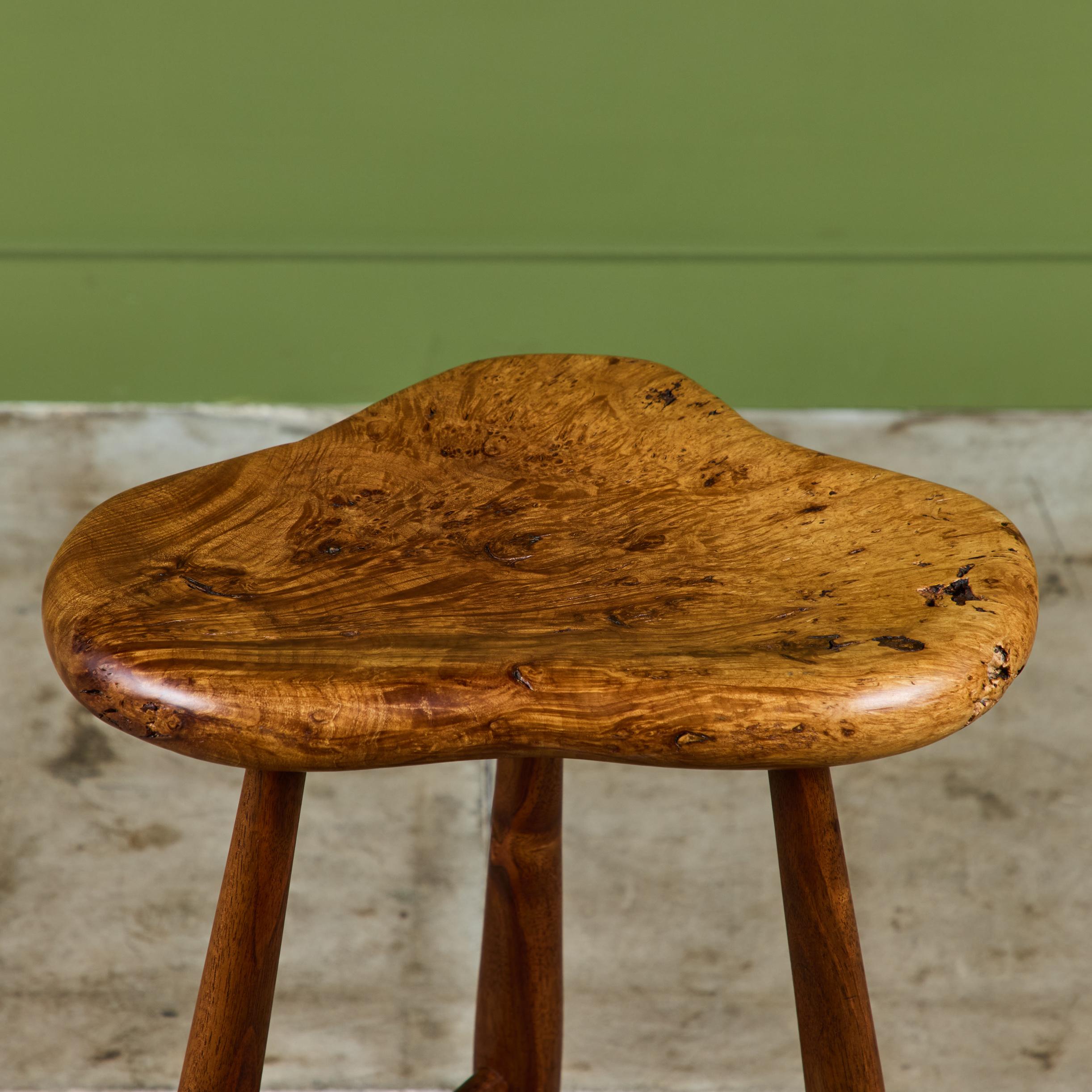Mid-Century Modern Michael Elkan Studio Craft Live Edge Stool For Sale