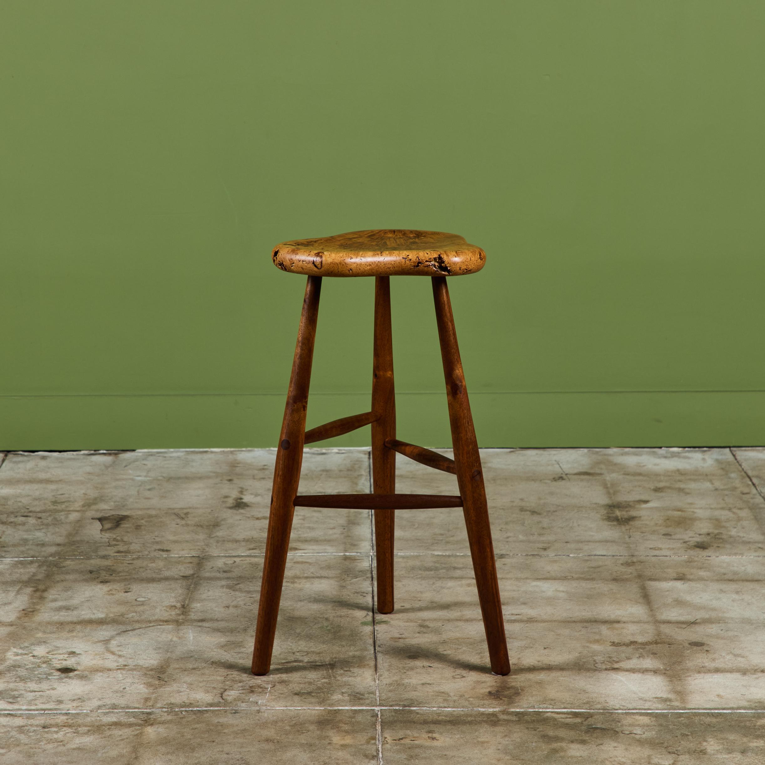 Michael Elkan Studio Craft Live Edge Stool In Excellent Condition For Sale In Los Angeles, CA