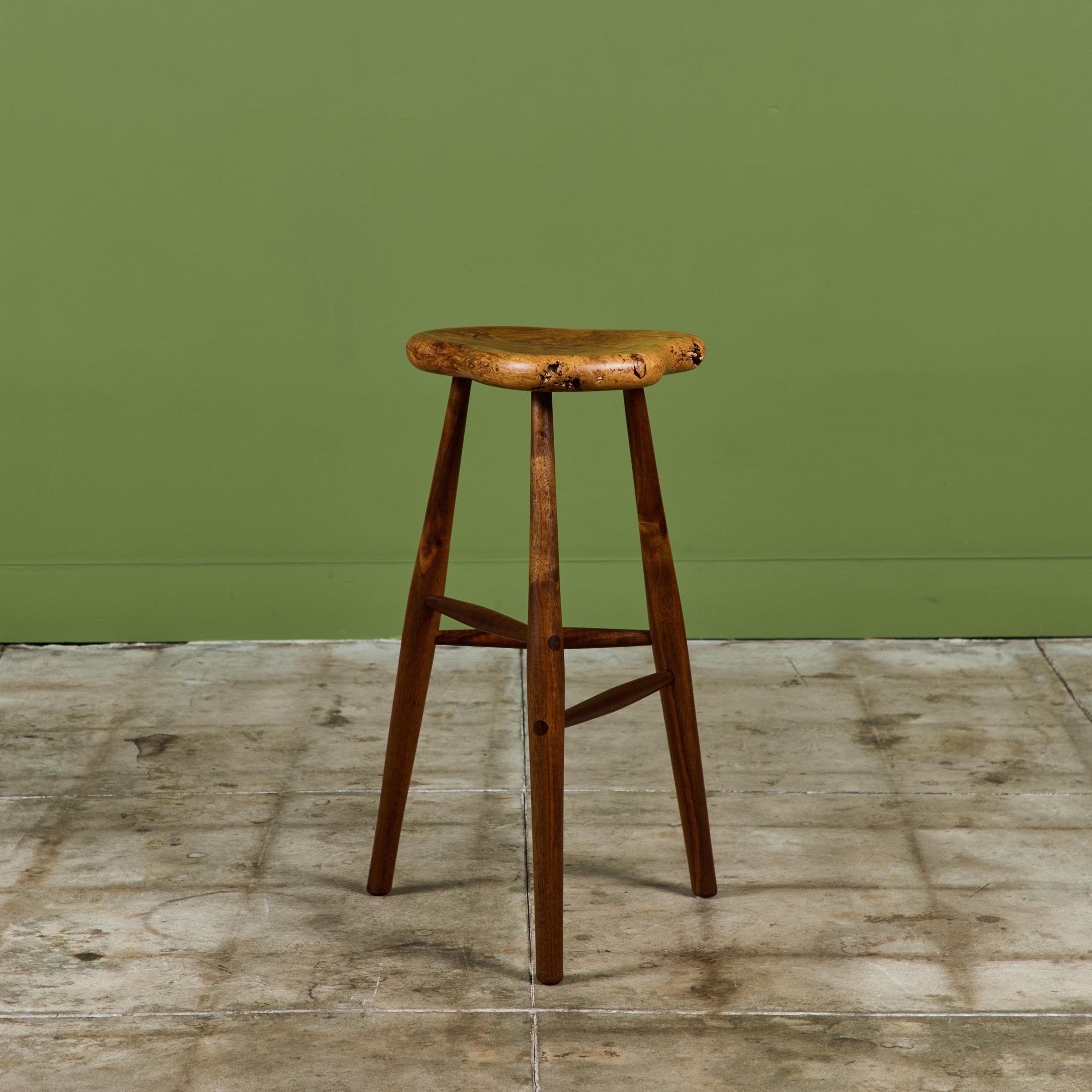 Late 20th Century Michael Elkan Studio Craft Live Edge Stool For Sale