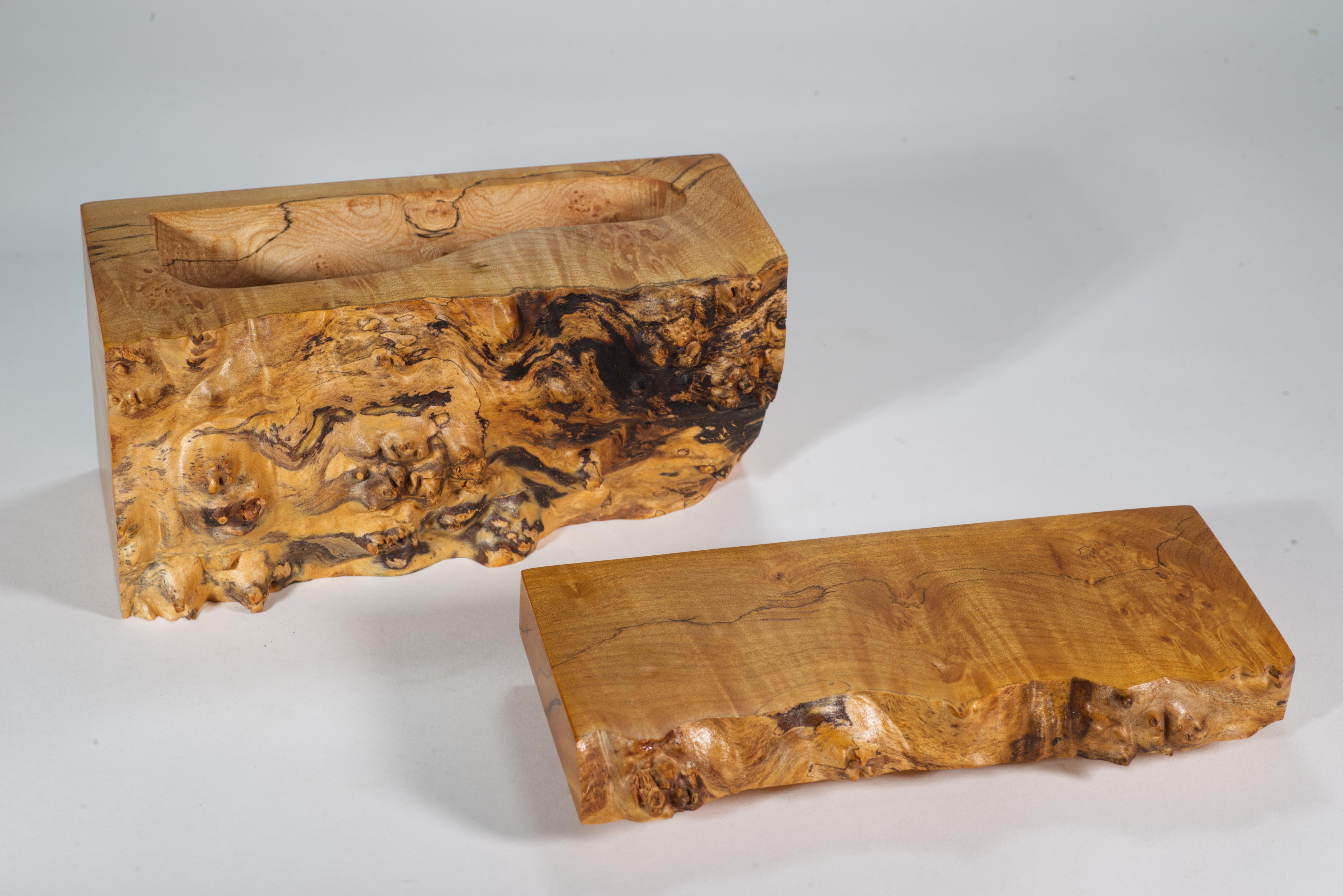 Michael Elkan Studio Caja grande de arce de Oregón de canto vivo con tapa Moderno orgánico en venta