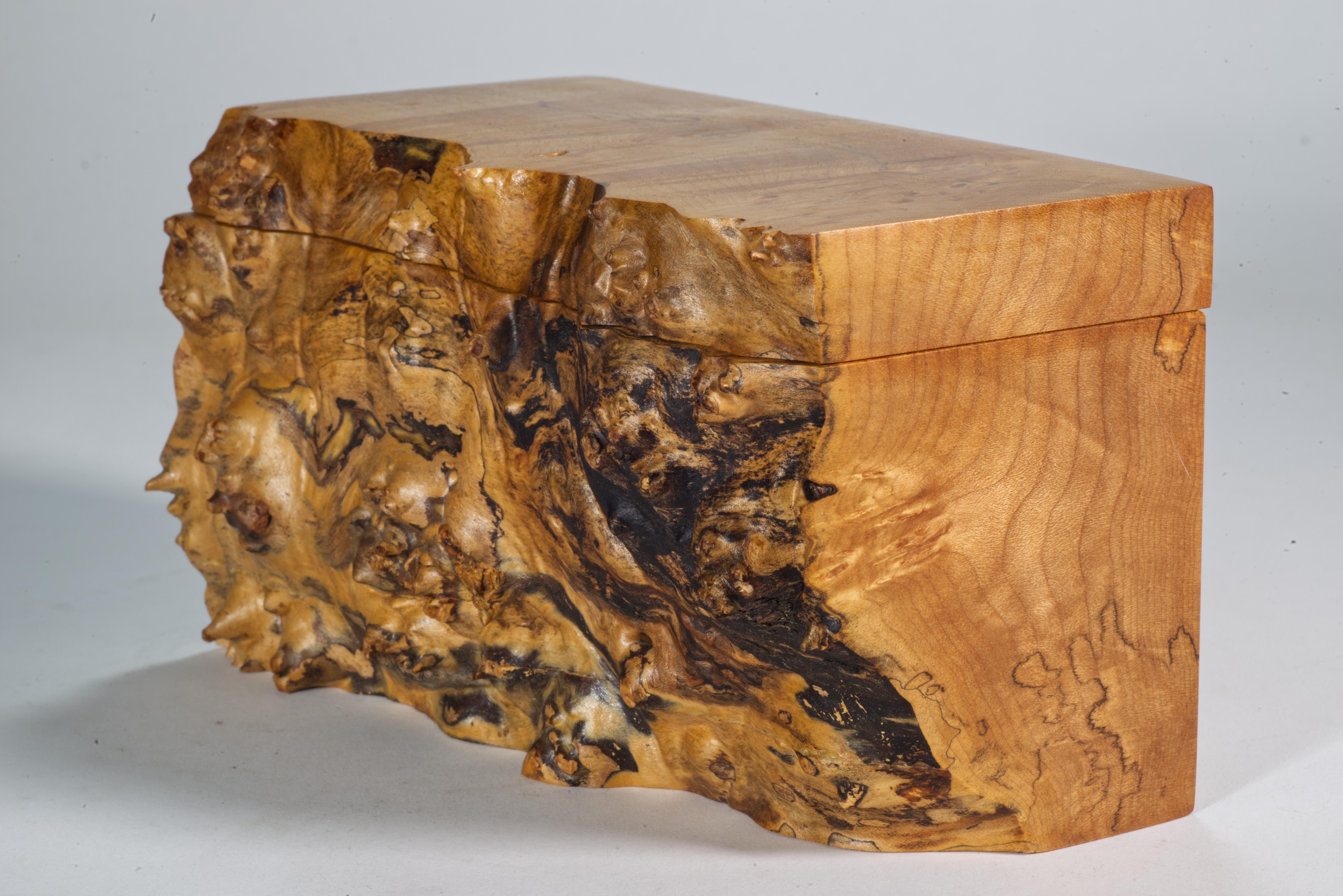 Michael Elkan Studio Caja grande de arce de Oregón de canto vivo con tapa en Bueno estado para la venta en Clifton Springs, NY