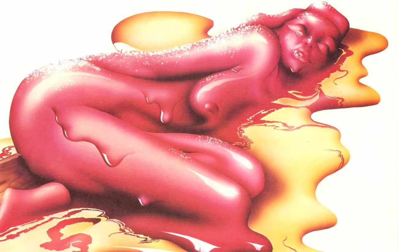 Originales Vintage- Pop-Art-Poster „Iced Lolly“ (Orange), Nude Print, von Michael English