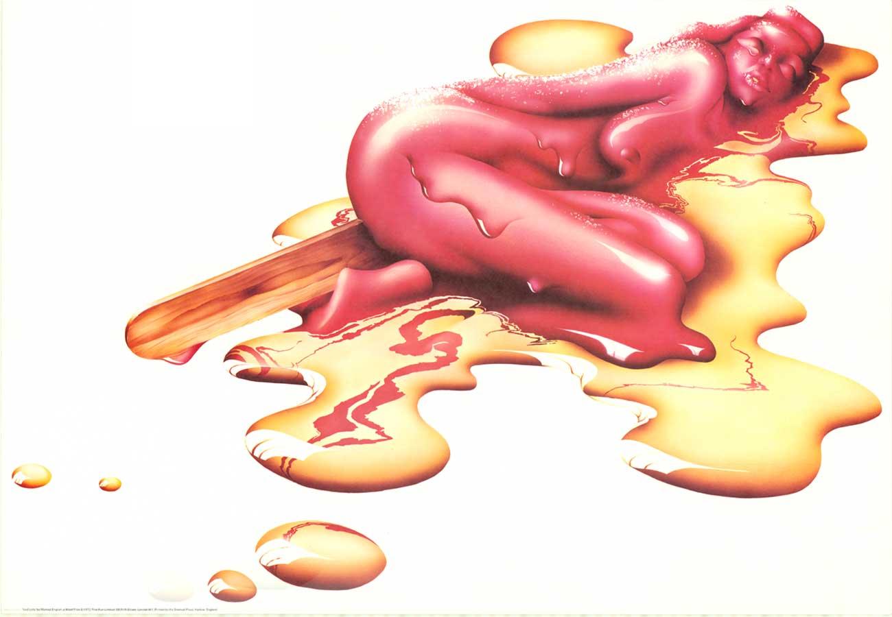 Affiche d'origine pop-art vintage « Ice Lolly » - Orange Nude Print par Michael English
