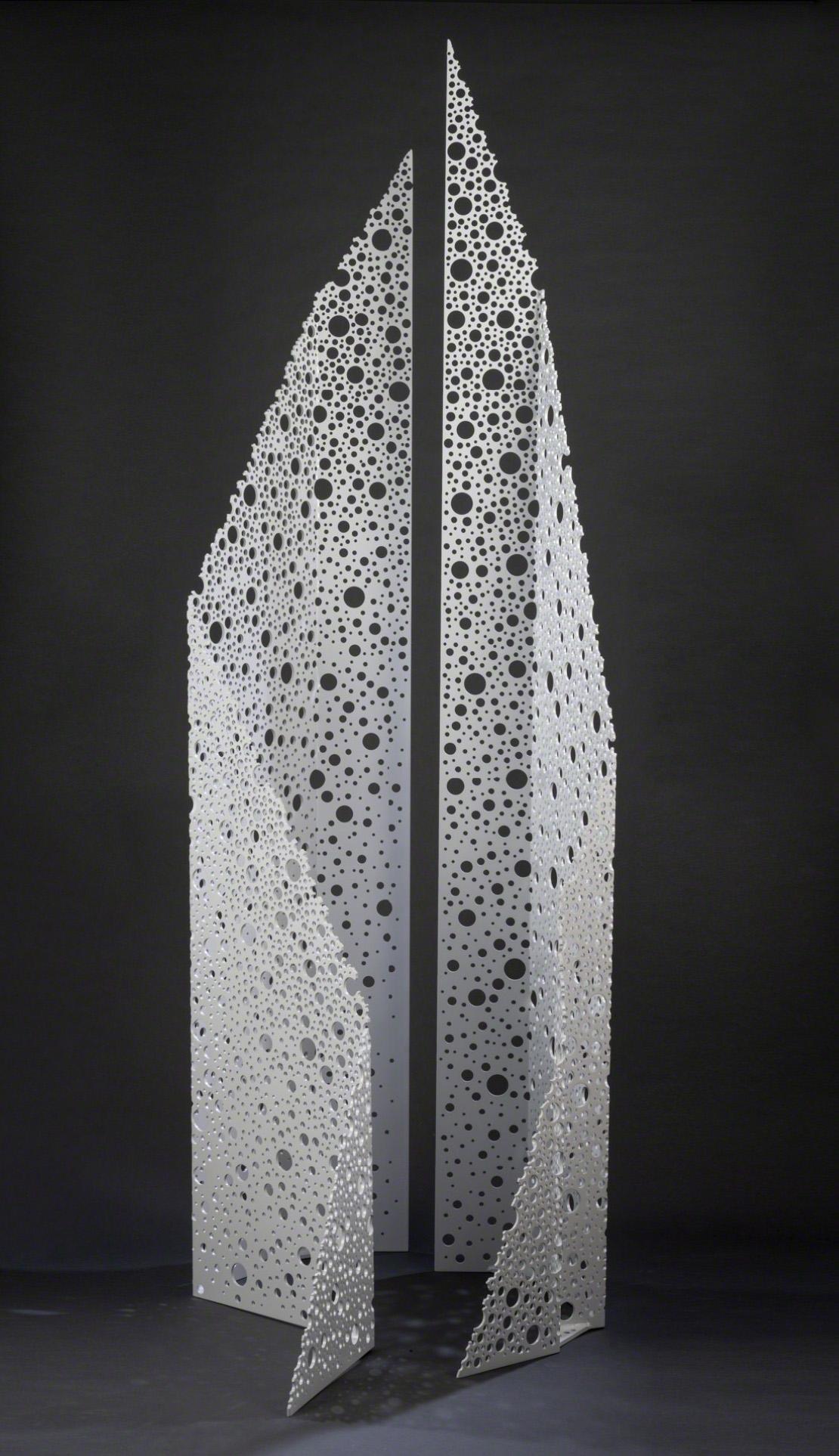 Michael Enn Sirvet Abstract Sculpture - "Sahale Vertices", Minimalist Abstract Metal Sculpture, Aluminum Painted White