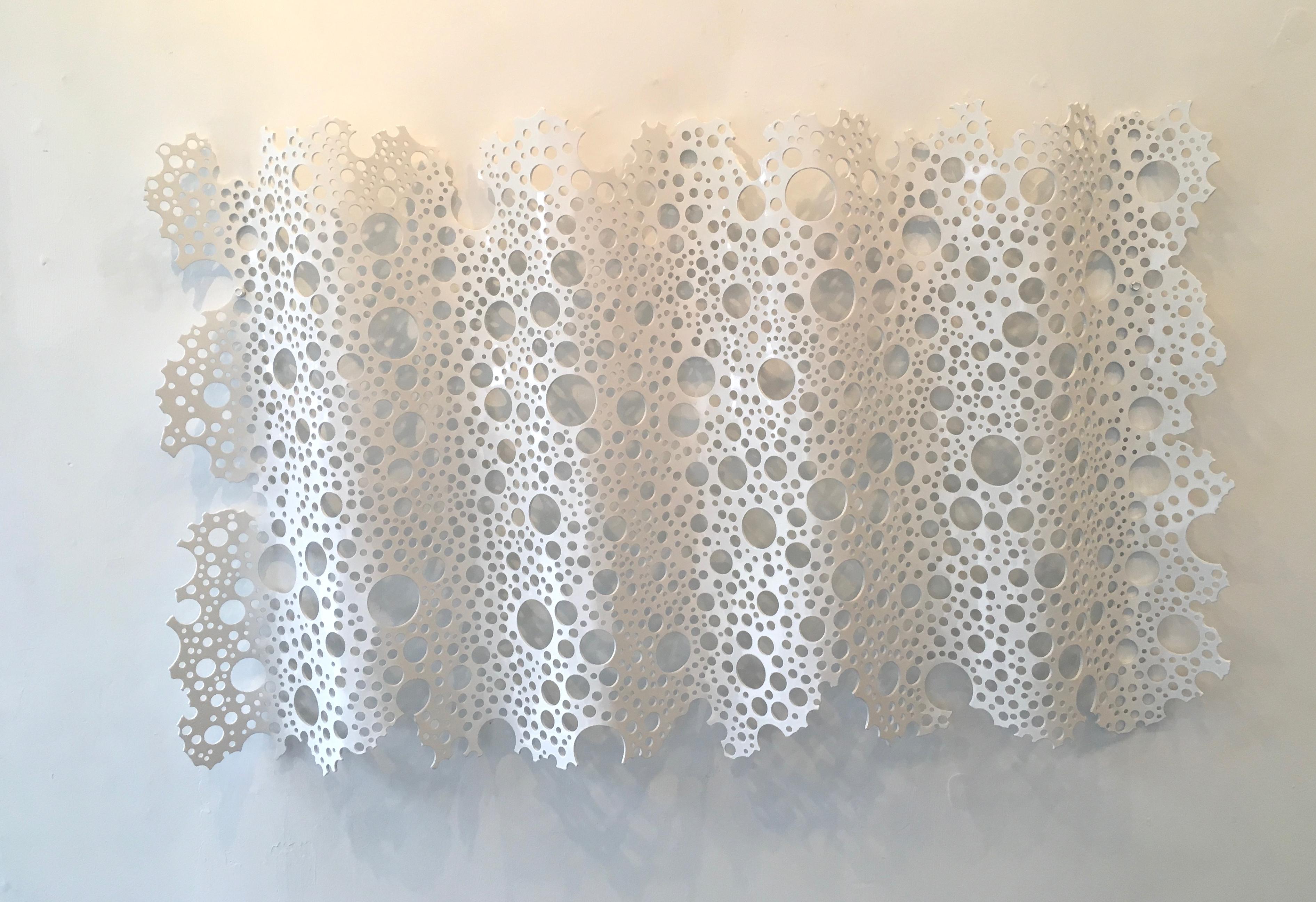 Michael Enn Sirvet Abstract Sculpture - Wave Wall Sculpture, powdercoat aluminum wall sculpture, Minimalist 