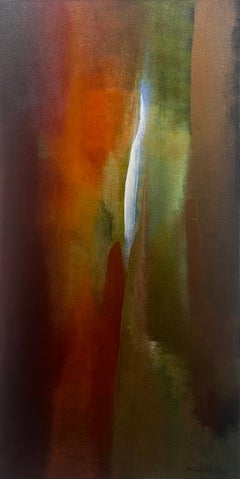 Michael Ethridge, "Only One Love" 48x24 Red Green Abstract Oil Painting 