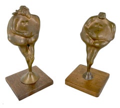 Dos Figuras Esculturas de Bronce Estilo Modernista de Botero - Picasso