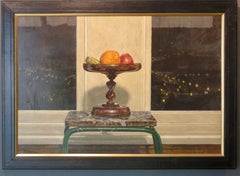 Großes realistisches Ölgemälde „ STILL LIFE AT NIGHT“ des englischen Malers Michael Exall, STILL LIFE AT NIGHT