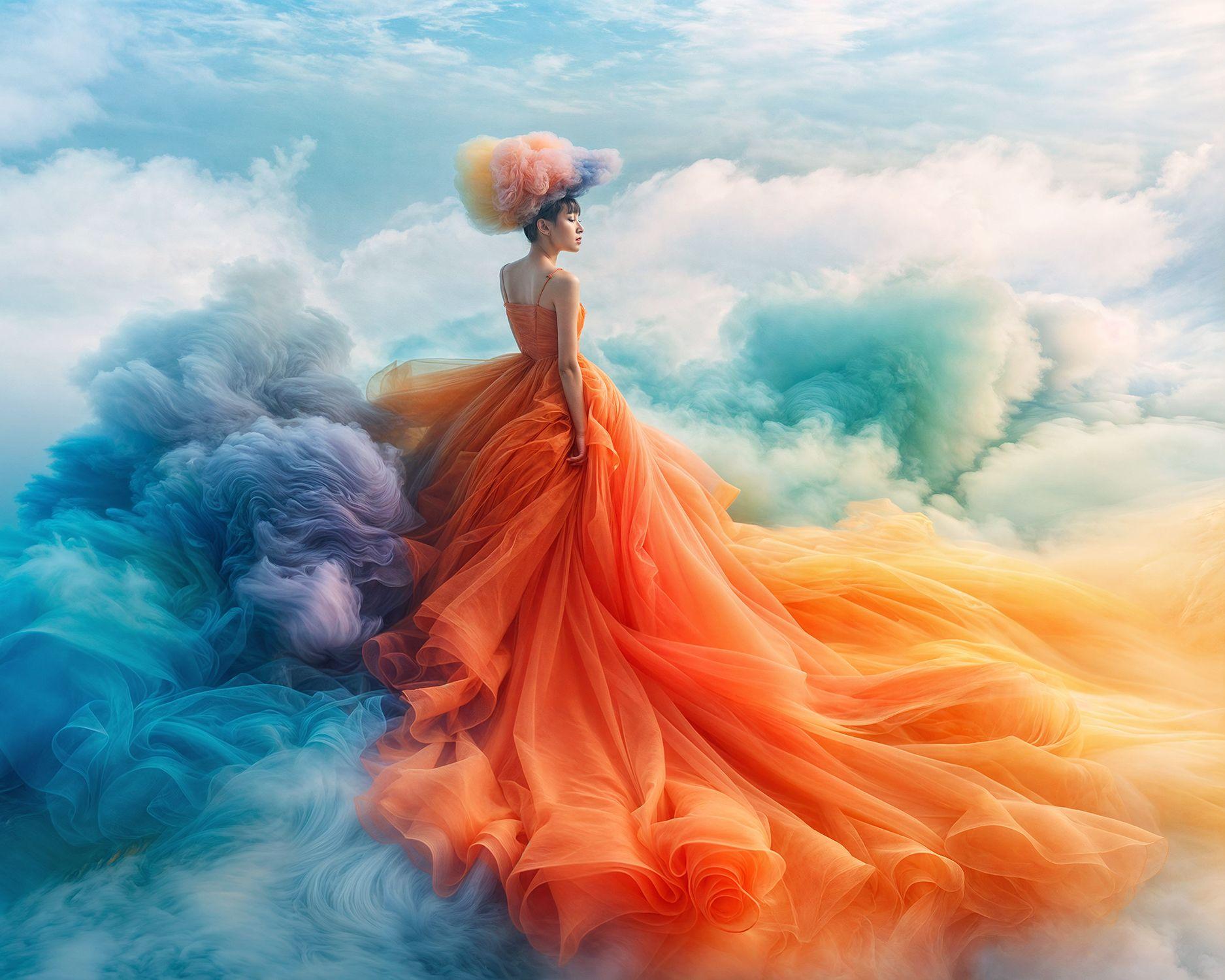 Color Photograph de Michael Filonow - Mujer en las nubes, Fotografía, Chorro de tinta de archivo