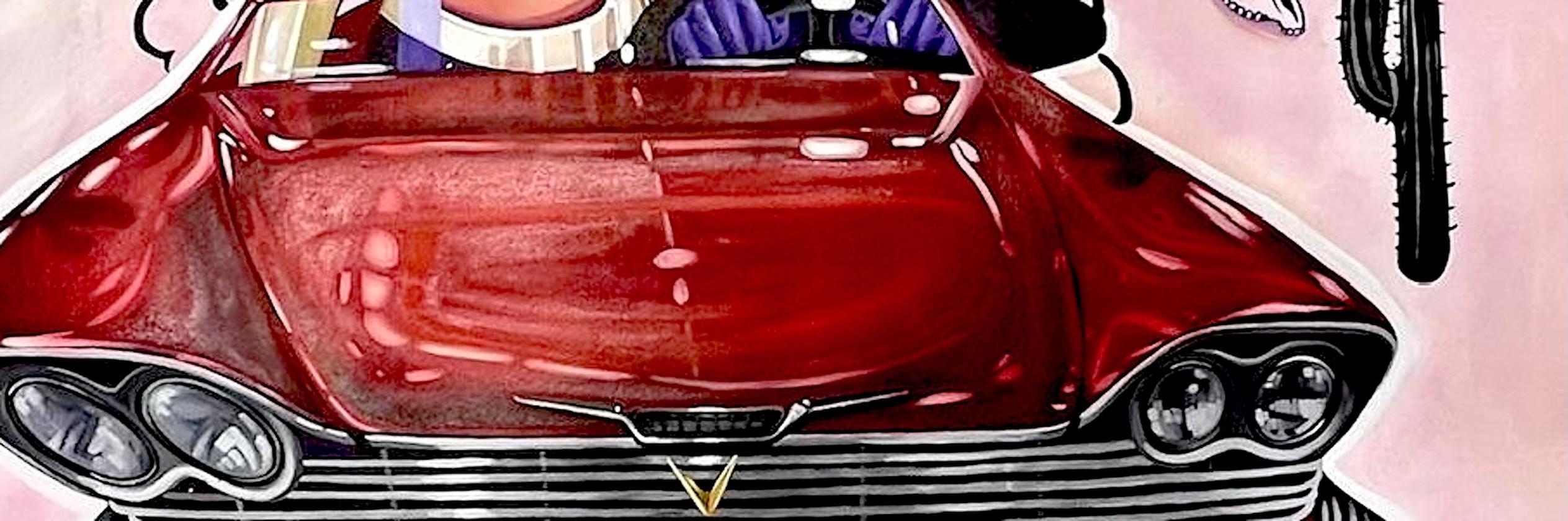 star wars contemporary pop art hand painted figurative surreal red pink rolled For Sale 3