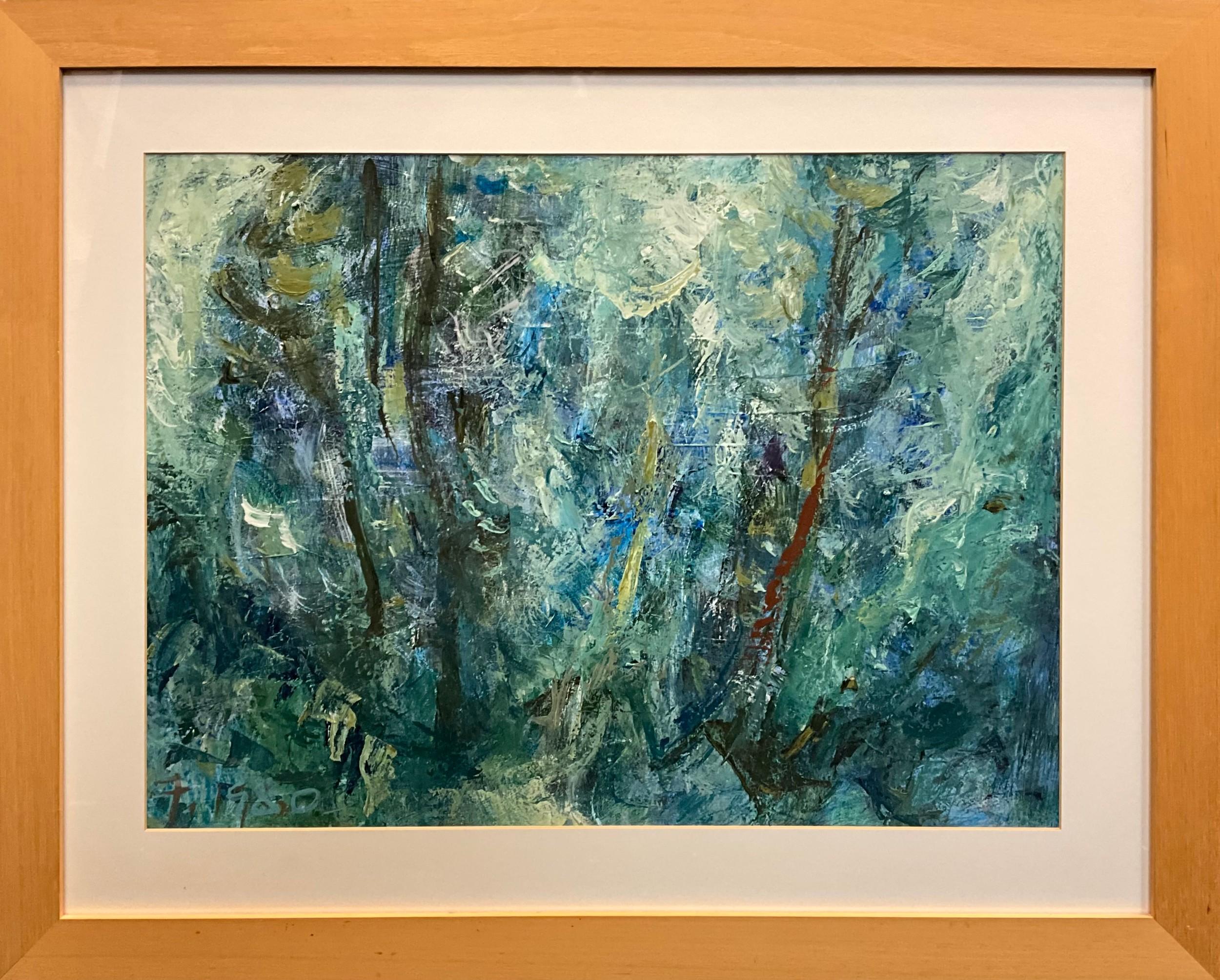 Michael Forster Abstract Painting – Abstrakt in Blau und Grün.  Abstrakte Malerei.