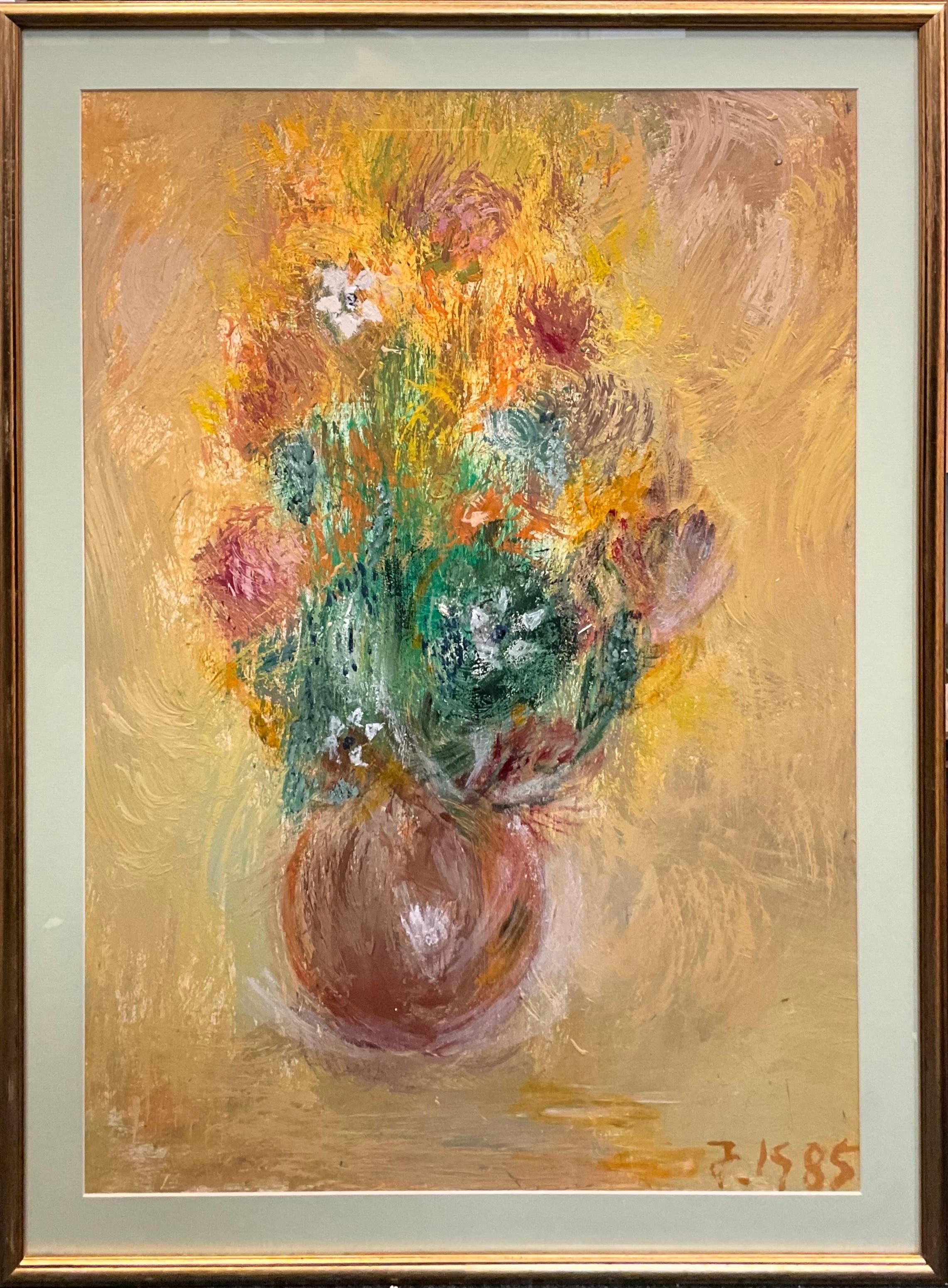 Flores en jarrón.  Naturaleza Muerta Pintura Floral - Painting Impresionista de Michael Forster