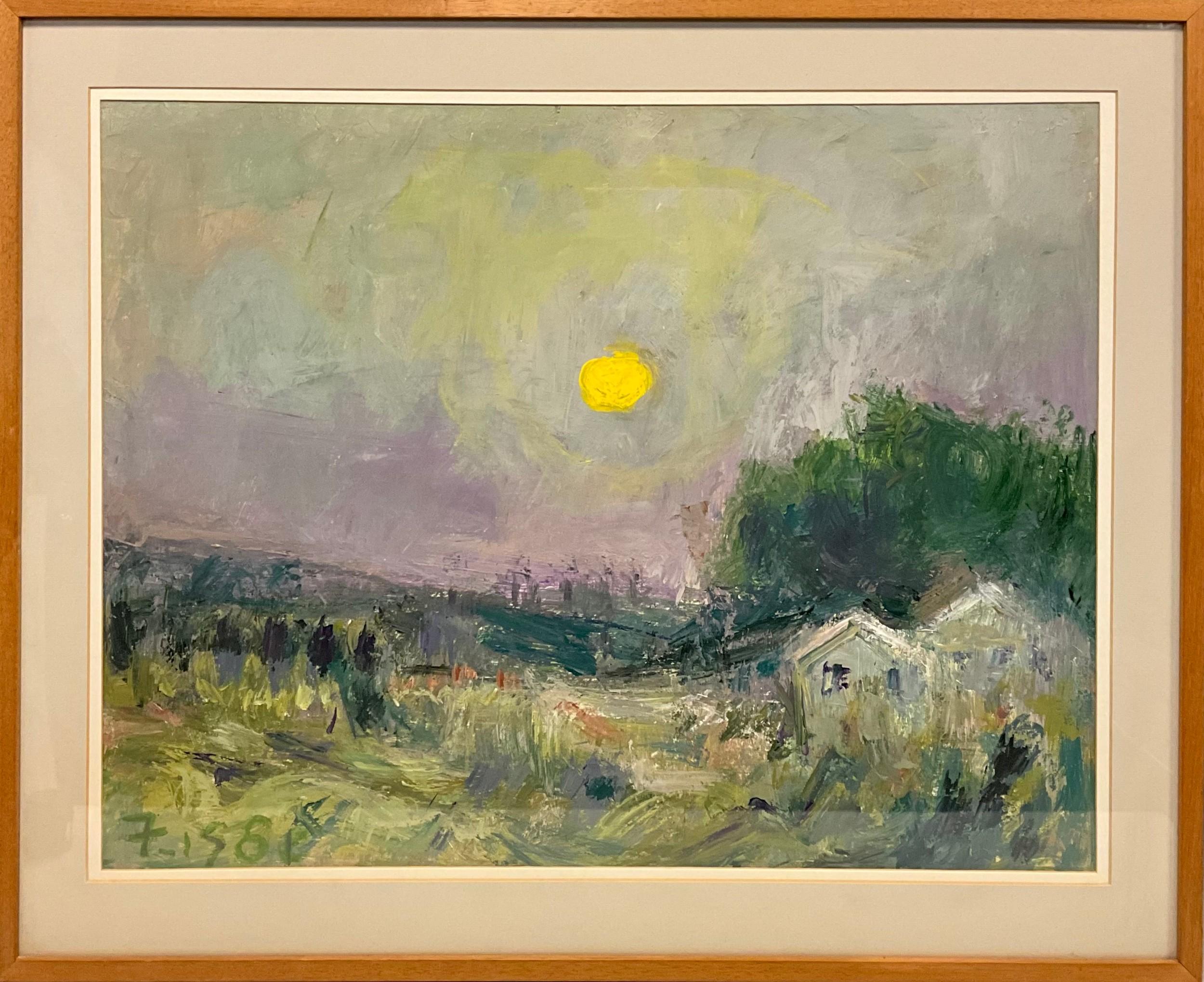 Michael Forster Landscape Painting – Der Vollmond geht auf.