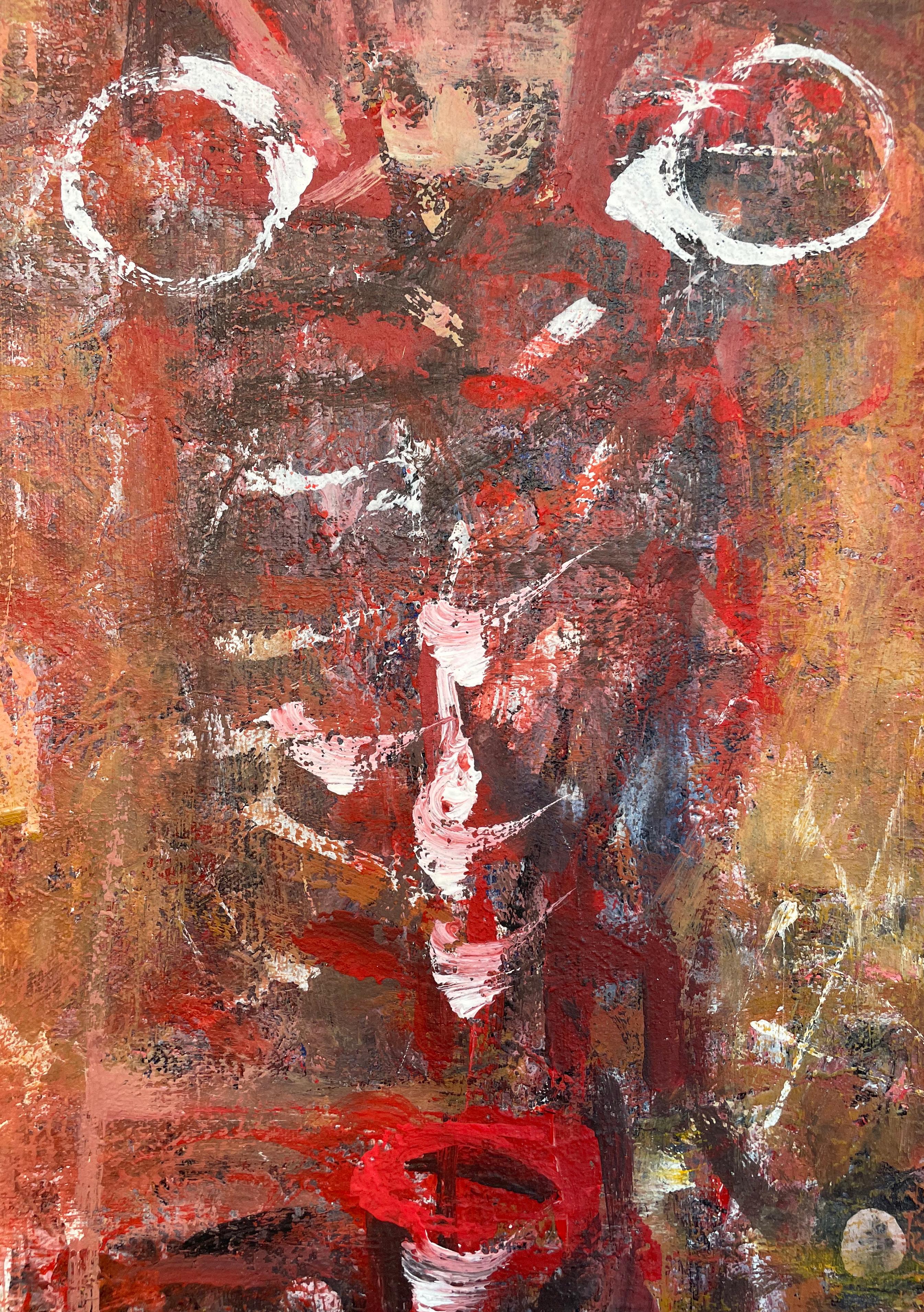 México-Curandero, pintura surrealista - Abstract Painting Marrón de Michael Forster