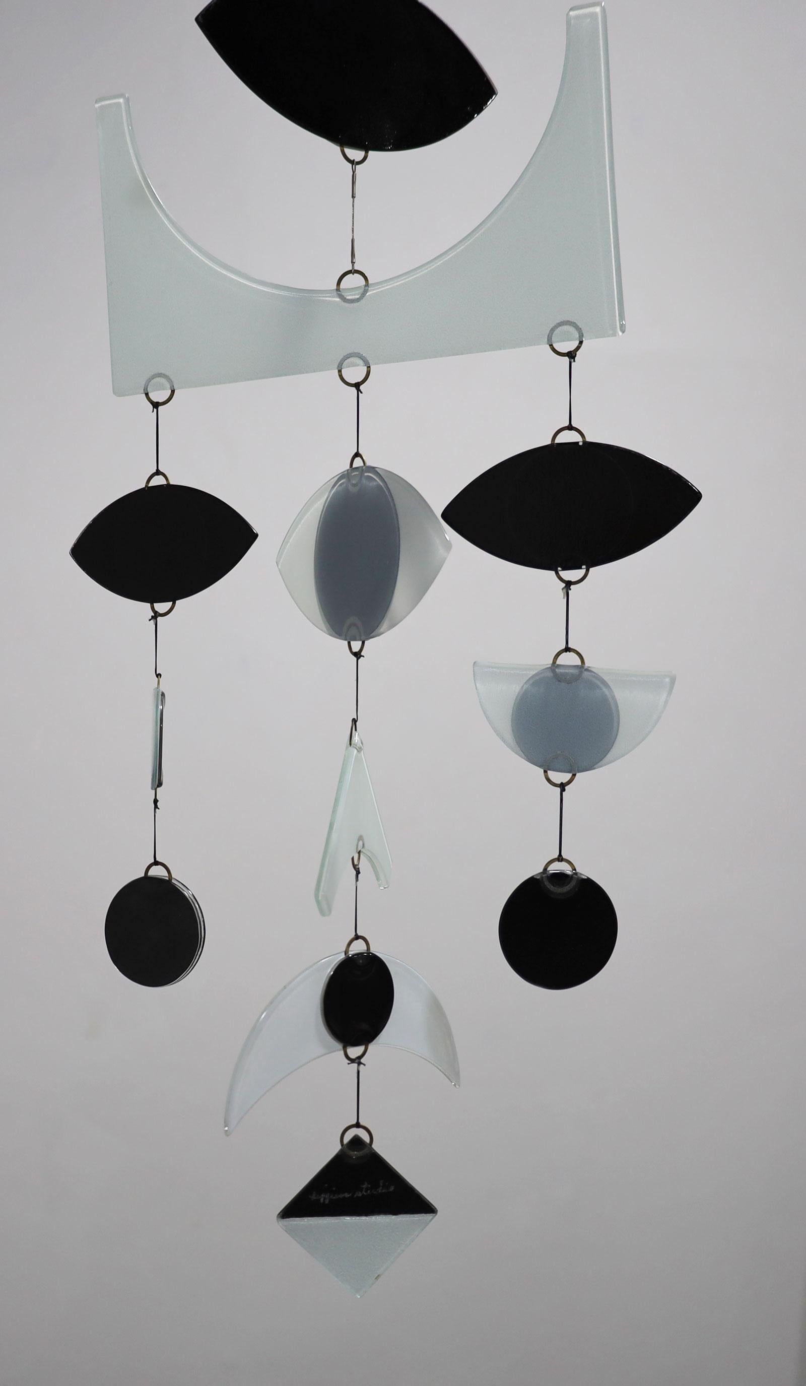 Michael & Frances Higgins Fused Art Glass Mobile, Signed For Sale 2