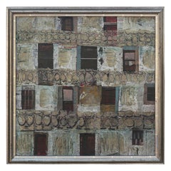 Peinture impressionniste abstraite sur toile avec fenêtre