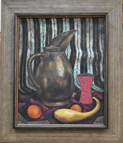 "EL LANZADOR  Pintura al óleo tejana moderna de mediados de siglo