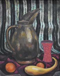 ""THE PITCHER""  Modernes texanisches Ölgemälde, Mitte des Jahrhunderts 