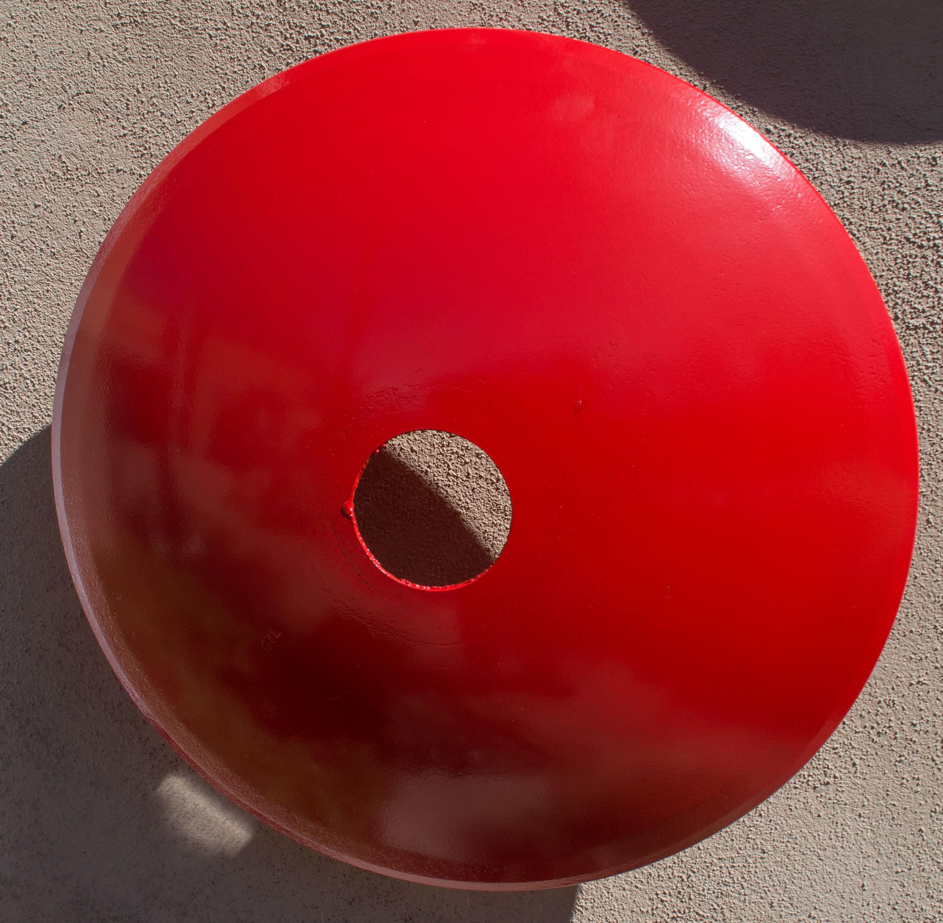 Michael Freed and Adam Rosen Abstract Sculpture - Terrace Disc, large red orange