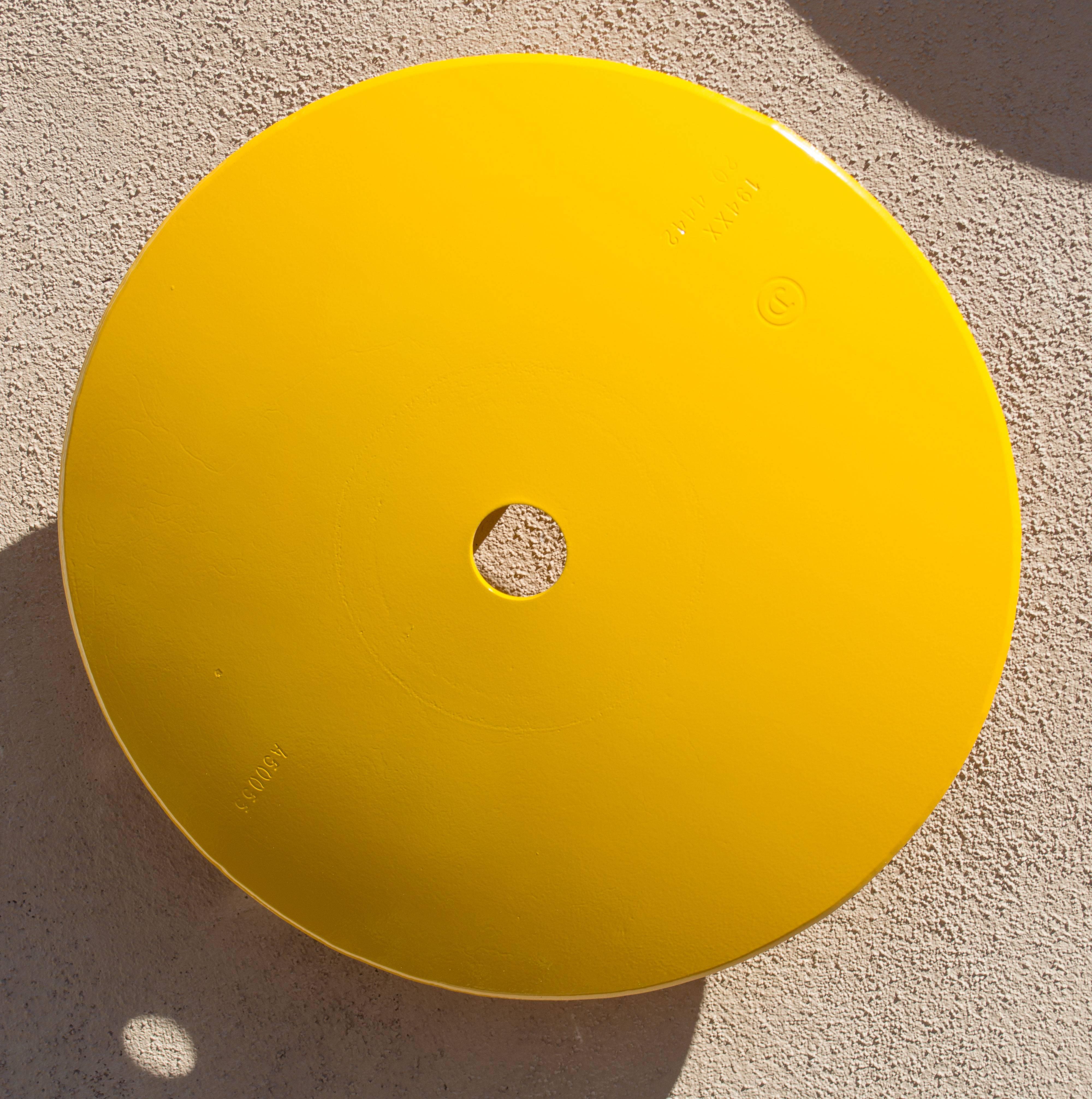 Michael Freed and Adam Rosen Abstract Sculpture - Terrace Disc, lemon yellow