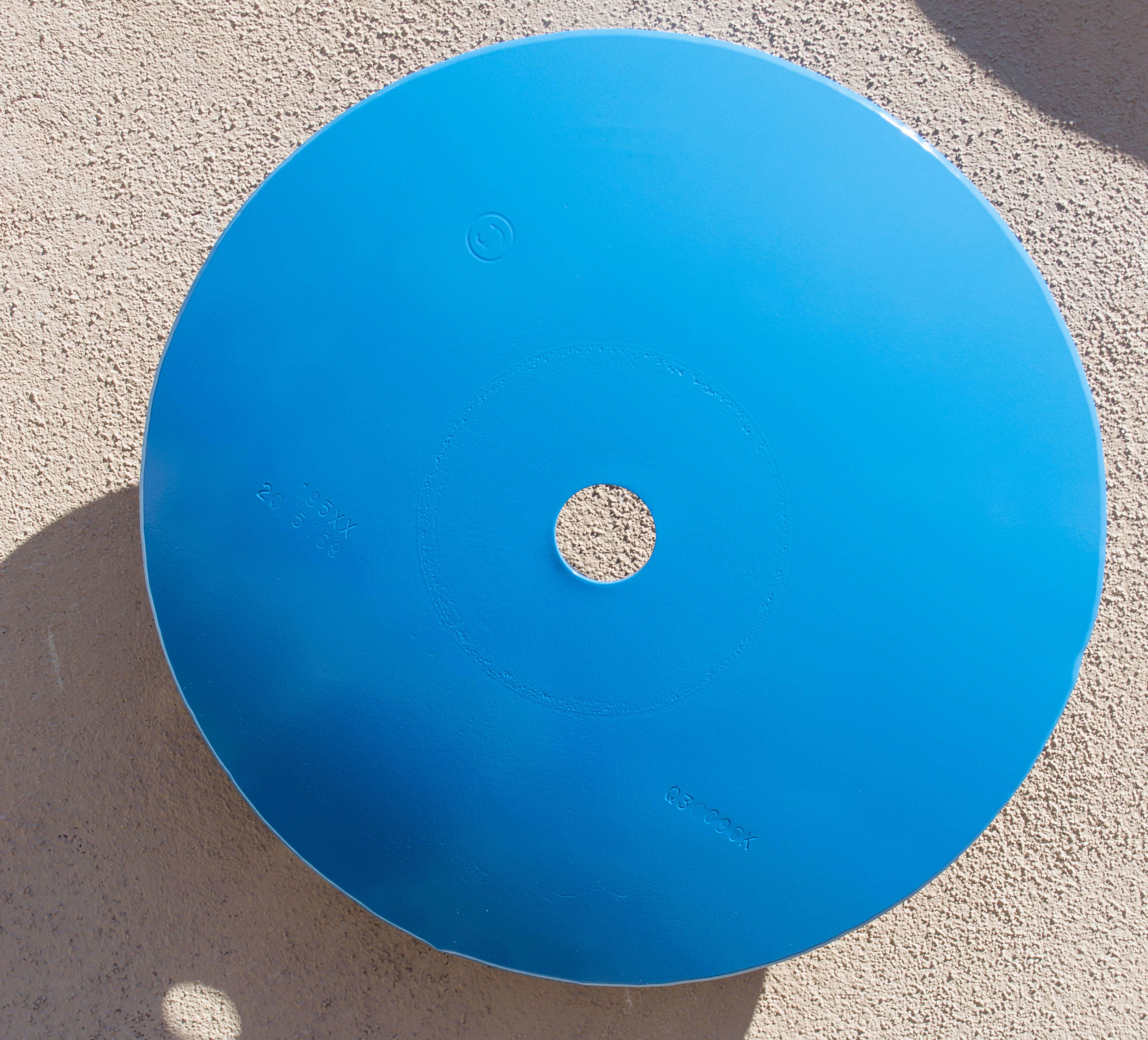 Michael Freed and Adam Rosen Abstract Sculpture - Terrace Disc, sky blue
