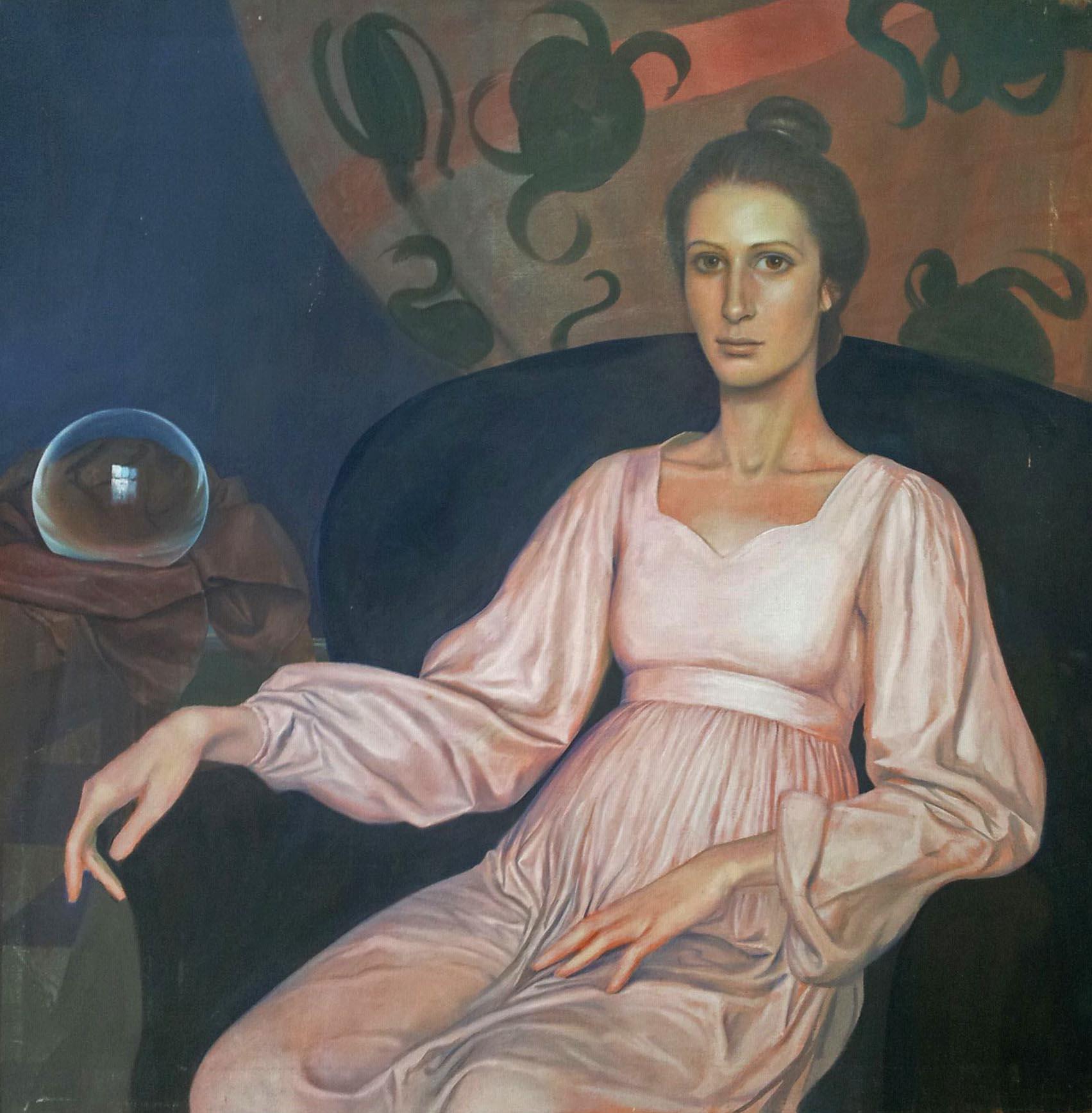 Michael Fuchs Portrait Painting – Porträt von Suzanne Steinbacher – Österreichischer Surrealismus