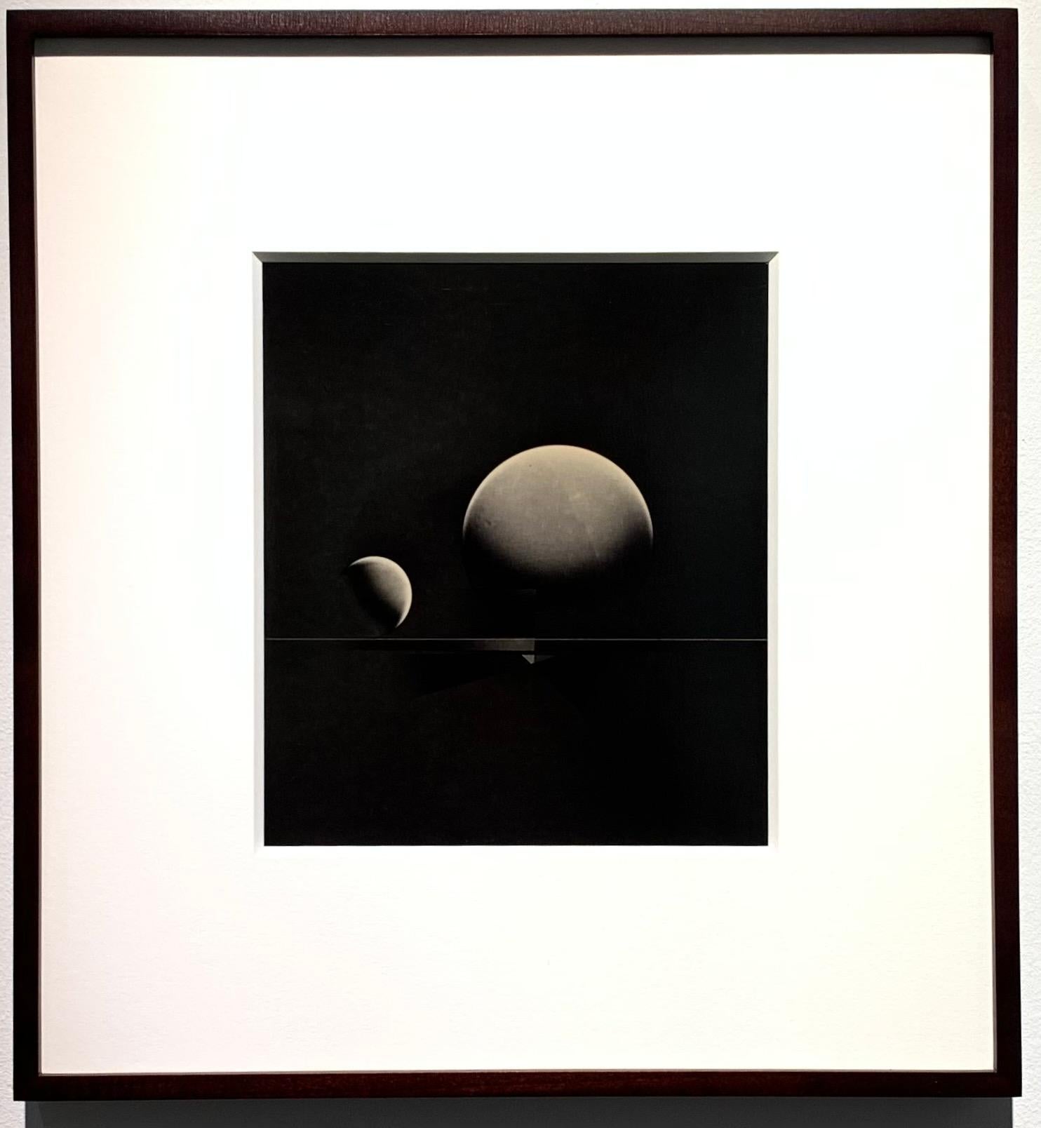 ATO>MIC #11, Unique Silver Luminogram Print, Two Spheres; Moon and Sun like... - Photograph by Michael G Jackson 