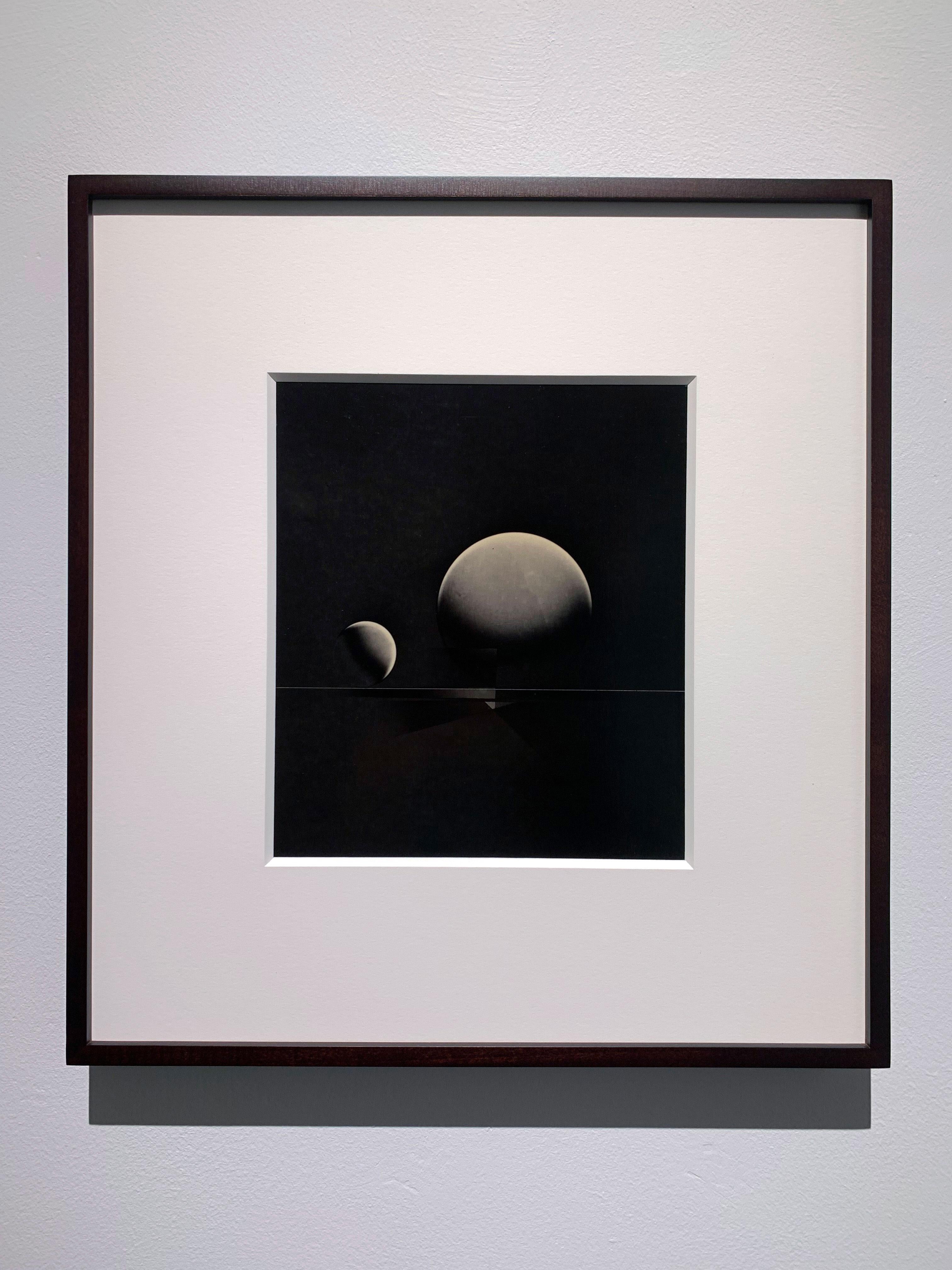 ATO>MIC #11, Unique Silver Luminogram Print, Two Spheres; Moon and Sun like... - Suprematist Photograph by Michael G Jackson 