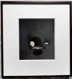 ATO>MIC #13, Unique Silver Luminogram Print, Two spheres and triangle with shade