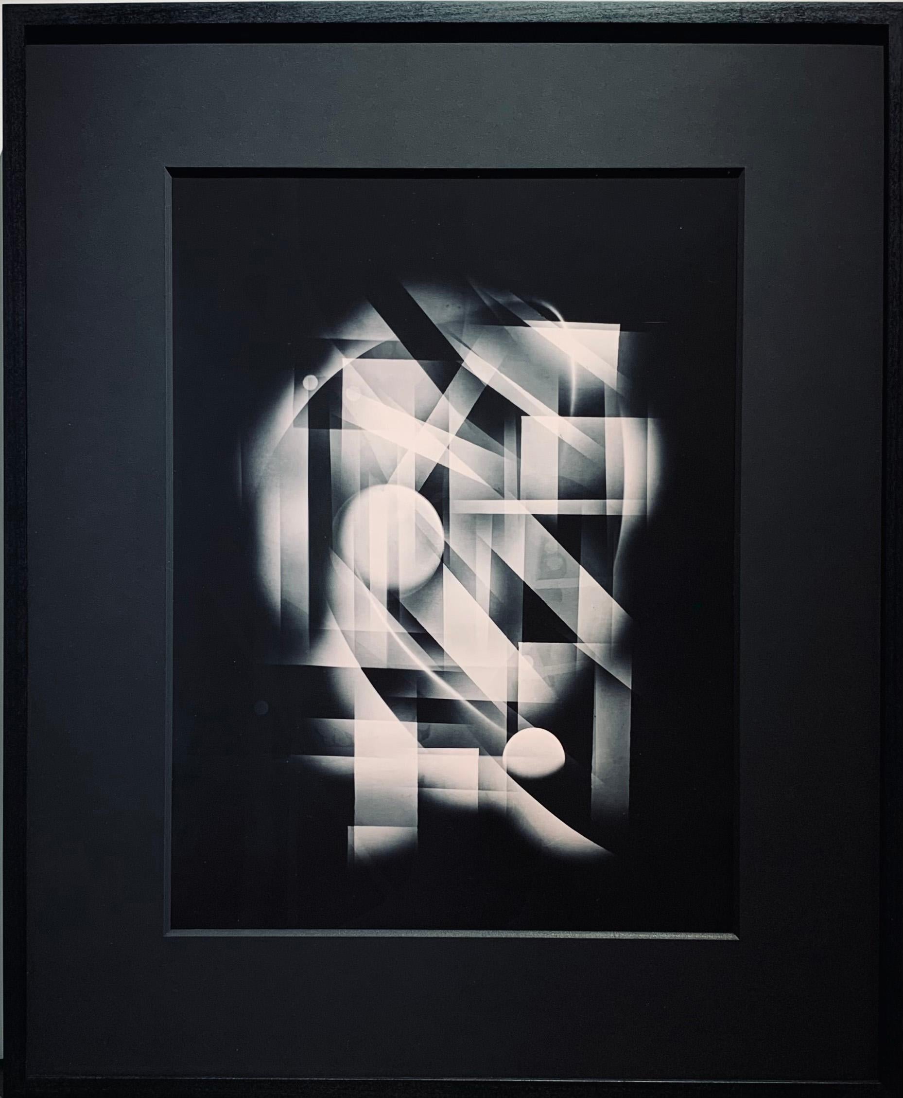 Impresión luminográfica abstracta en blanco y negro de Central Park en Nueva York