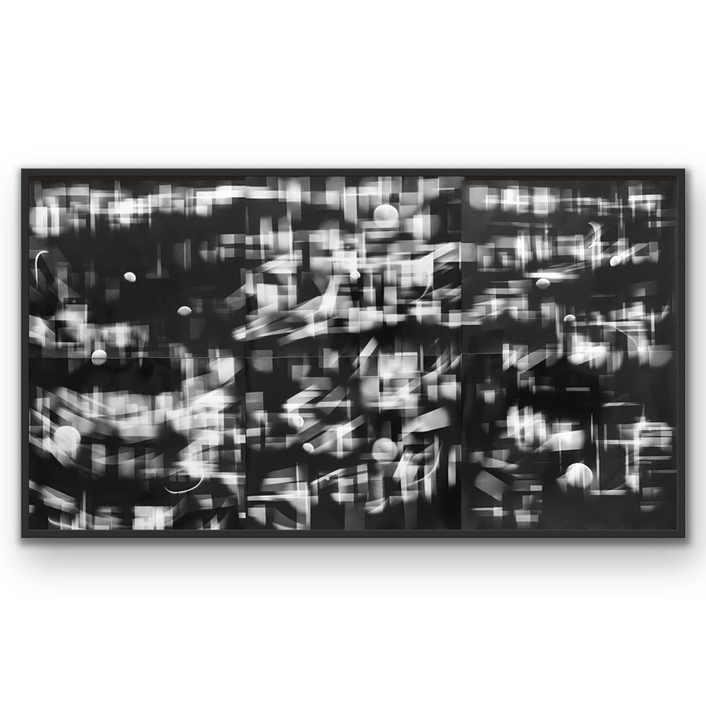 Abstract black and white unique print depicting New York City landscape  - Print by Michael G Jackson