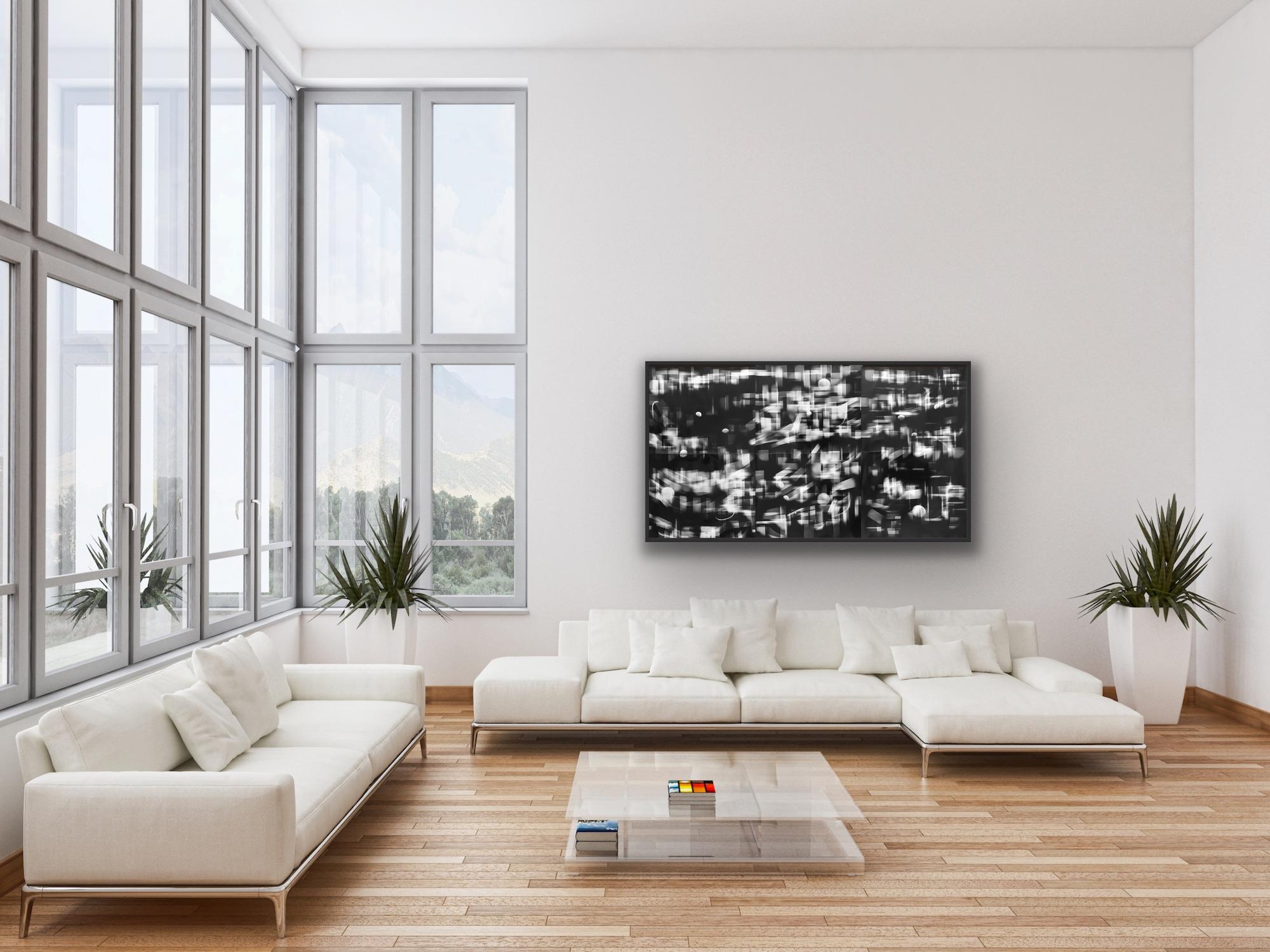 Abstrakter Schwarz-Weiß-Einzigartiger Druck mit der Darstellung einer Landschaft aus New York City  im Angebot 2