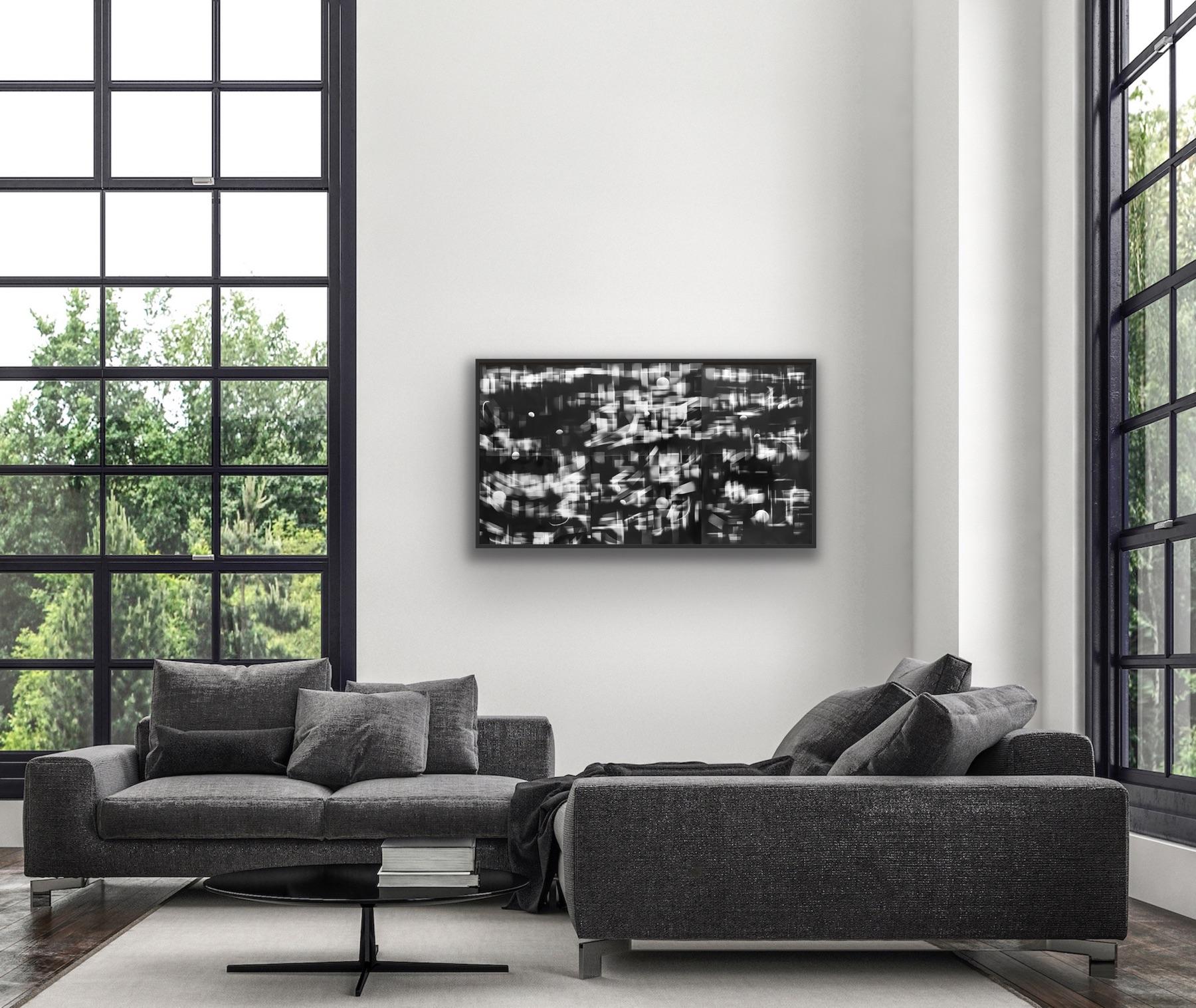 Abstrakter Schwarz-Weiß-Einzigartiger Druck mit der Darstellung einer Landschaft aus New York City  im Angebot 4