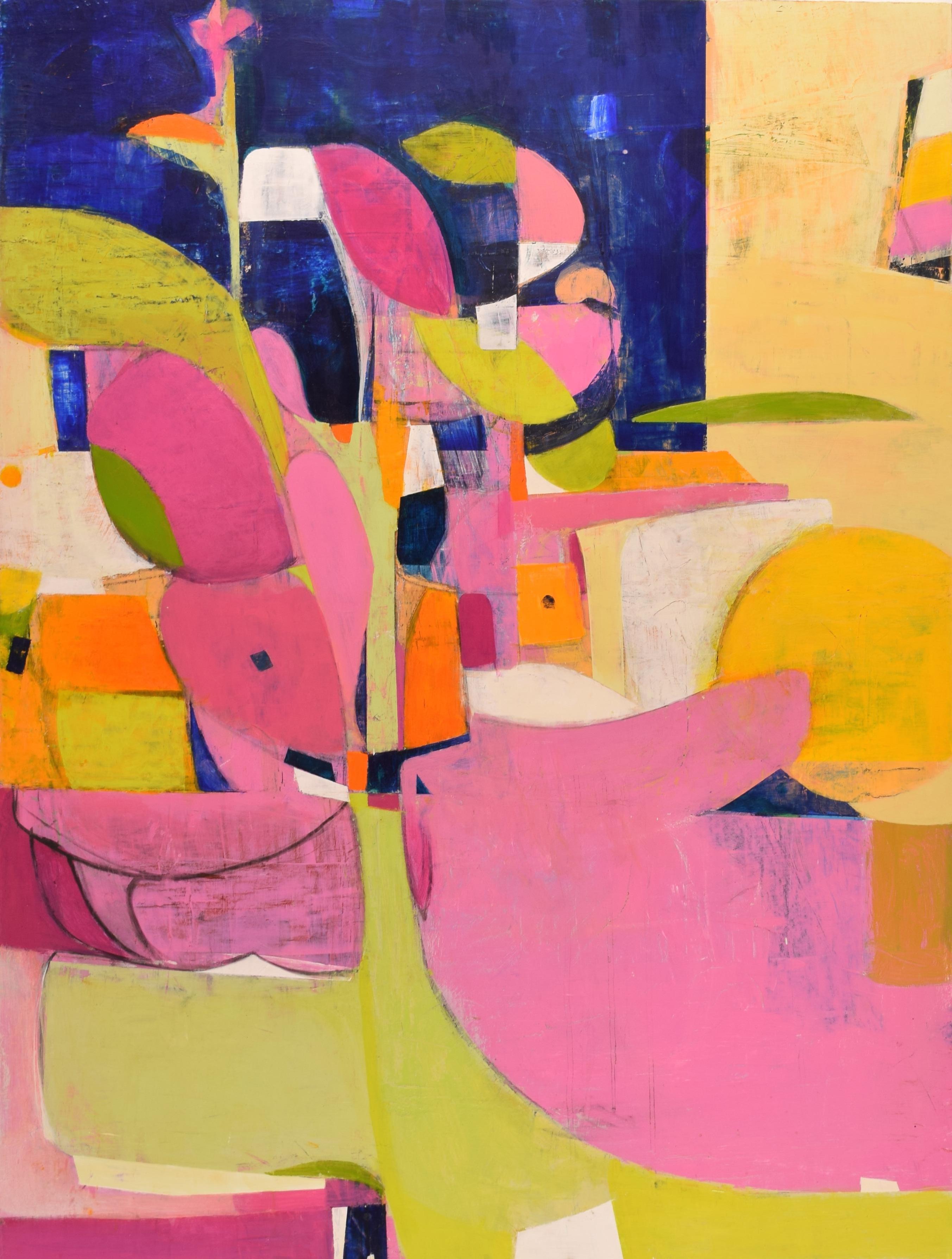 Michael Gallagher Abstract Painting – Rosa, Rosa und Grün